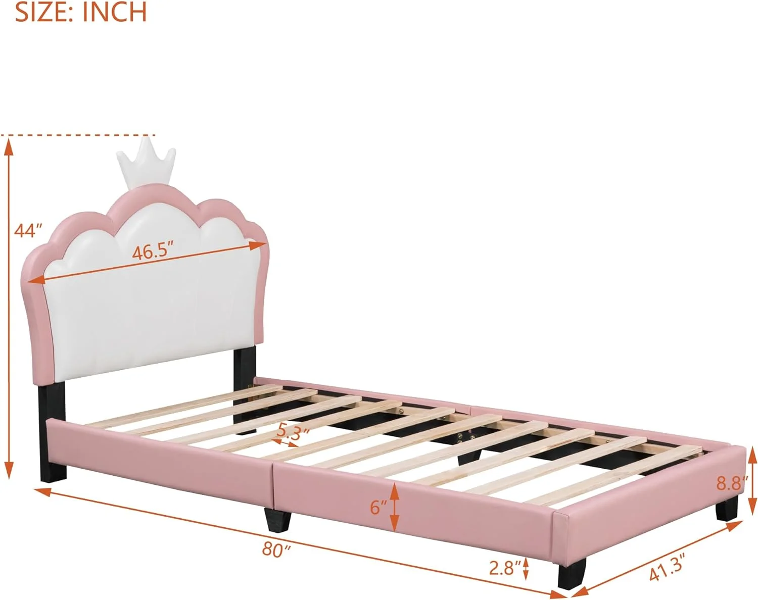 Size Upholstered Bed For Girls With Crow Headboard, Size Platform Bed With Headboard Ad Footboard,Cute Platform Bed Frame For Kids()