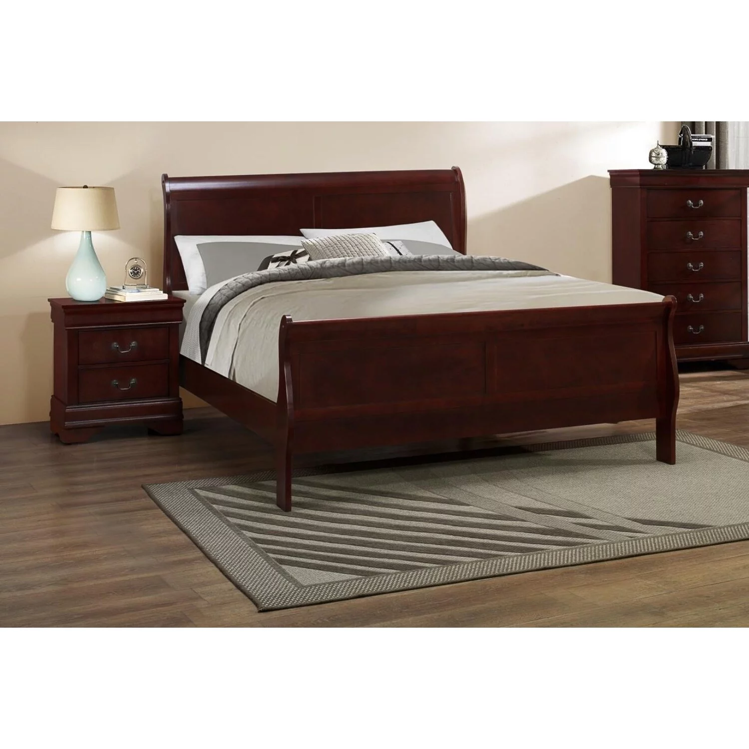 Myco Furniture Louis Philippe Bed-Color:Cherry,Size:Full