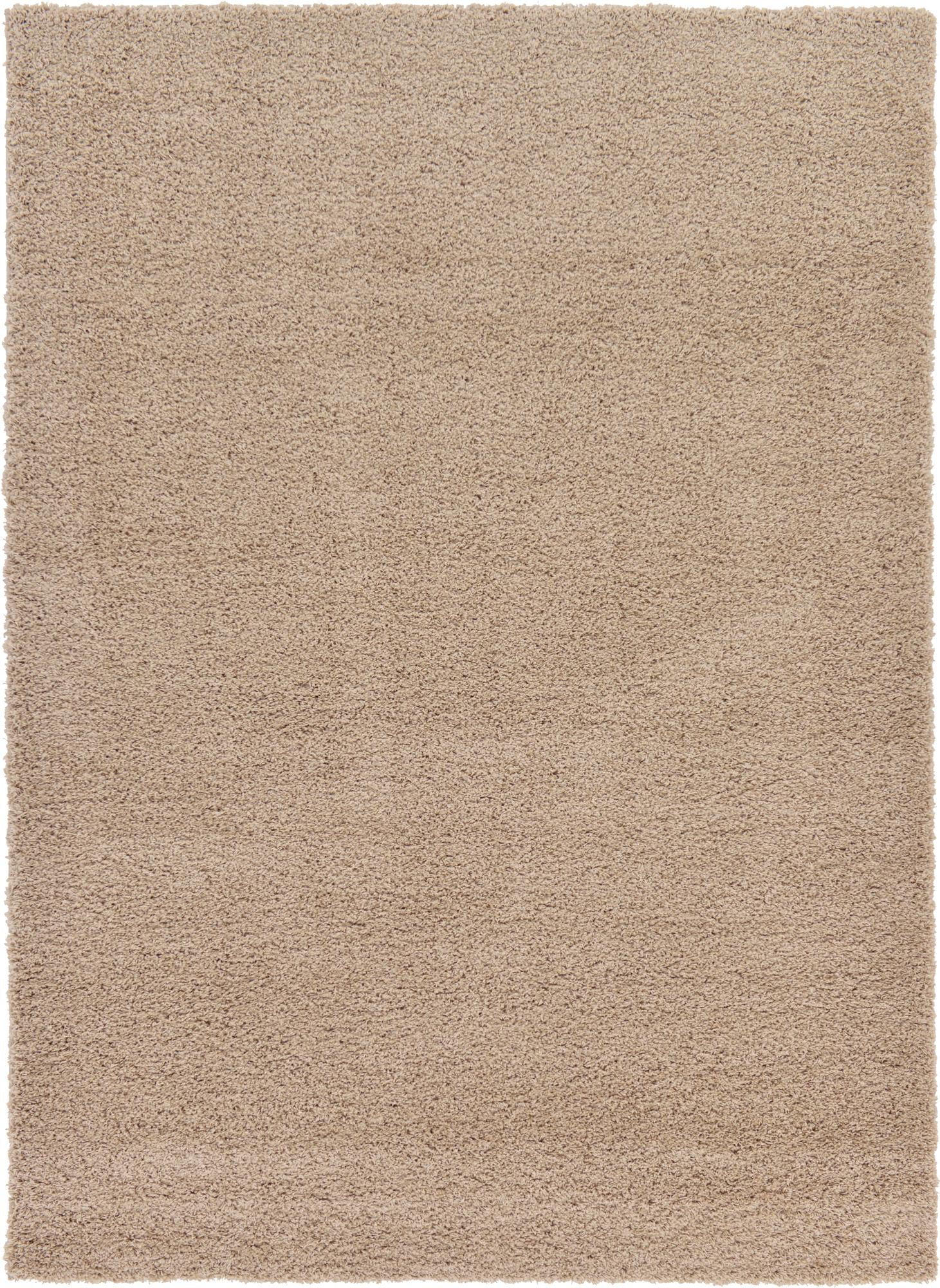 Rugs.com Solid Shag Collection Rug – 7' x 10' Taupe Shag Rug Perfect For Bedrooms, Dining Rooms, Living Rooms
