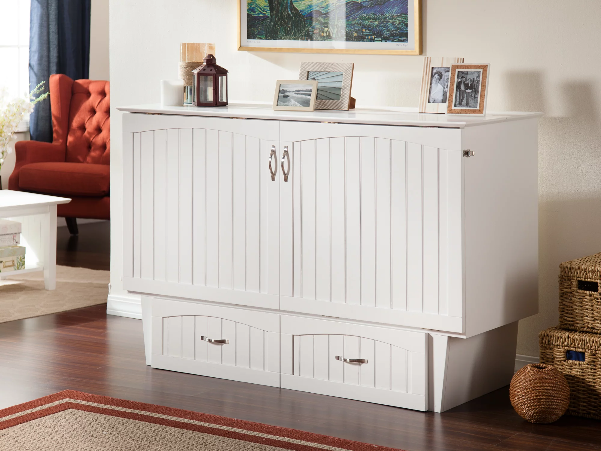 Nantucket Murphy Bed Chest with Cool Soft Mattress in Multiple Colors and Sizes