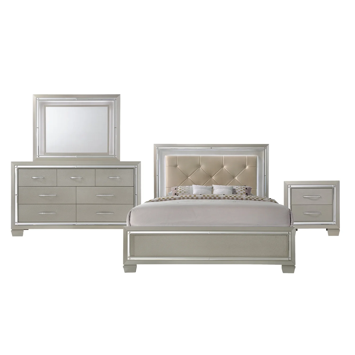 Picket House Furnishings Glamour Queen Panel 4PC Bedroom Set