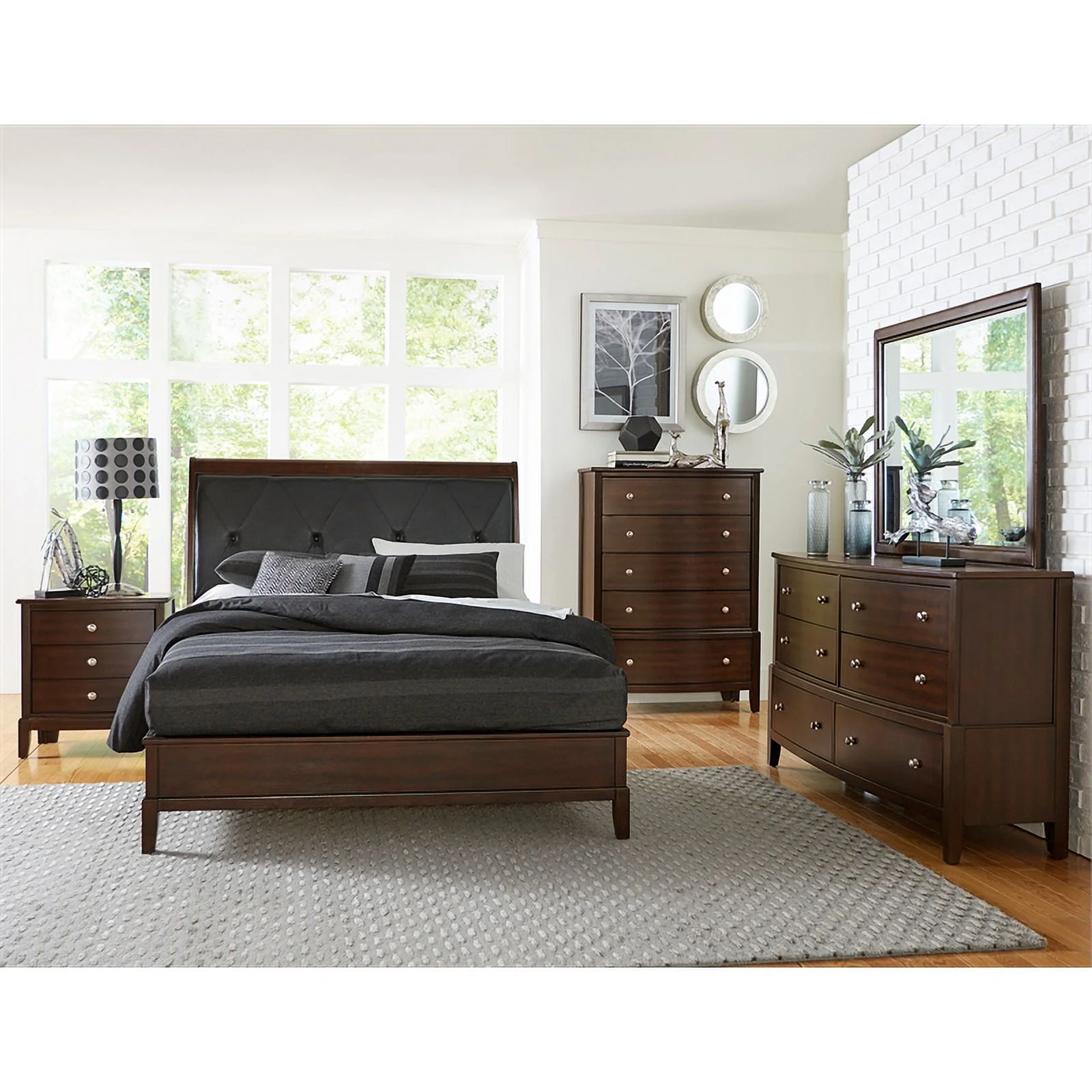Lexicon Cotterill California King Sleigh Bed in Dark Cherry
