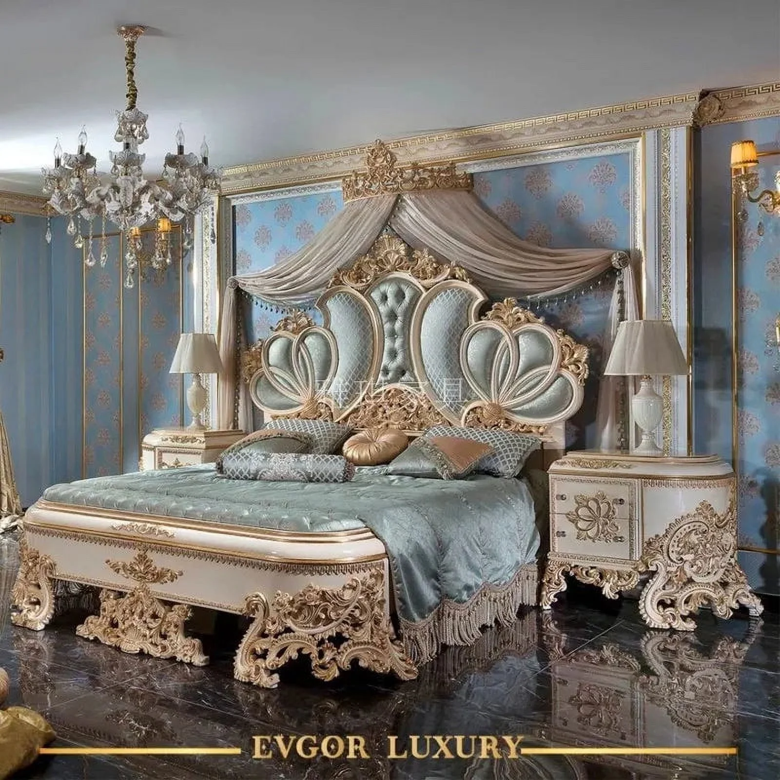 Wood Platform Bed Frames Queen Full Luxury Modern Floor King Size Bed Garden Double Cama Matrimonial Bedroom Set Furniture