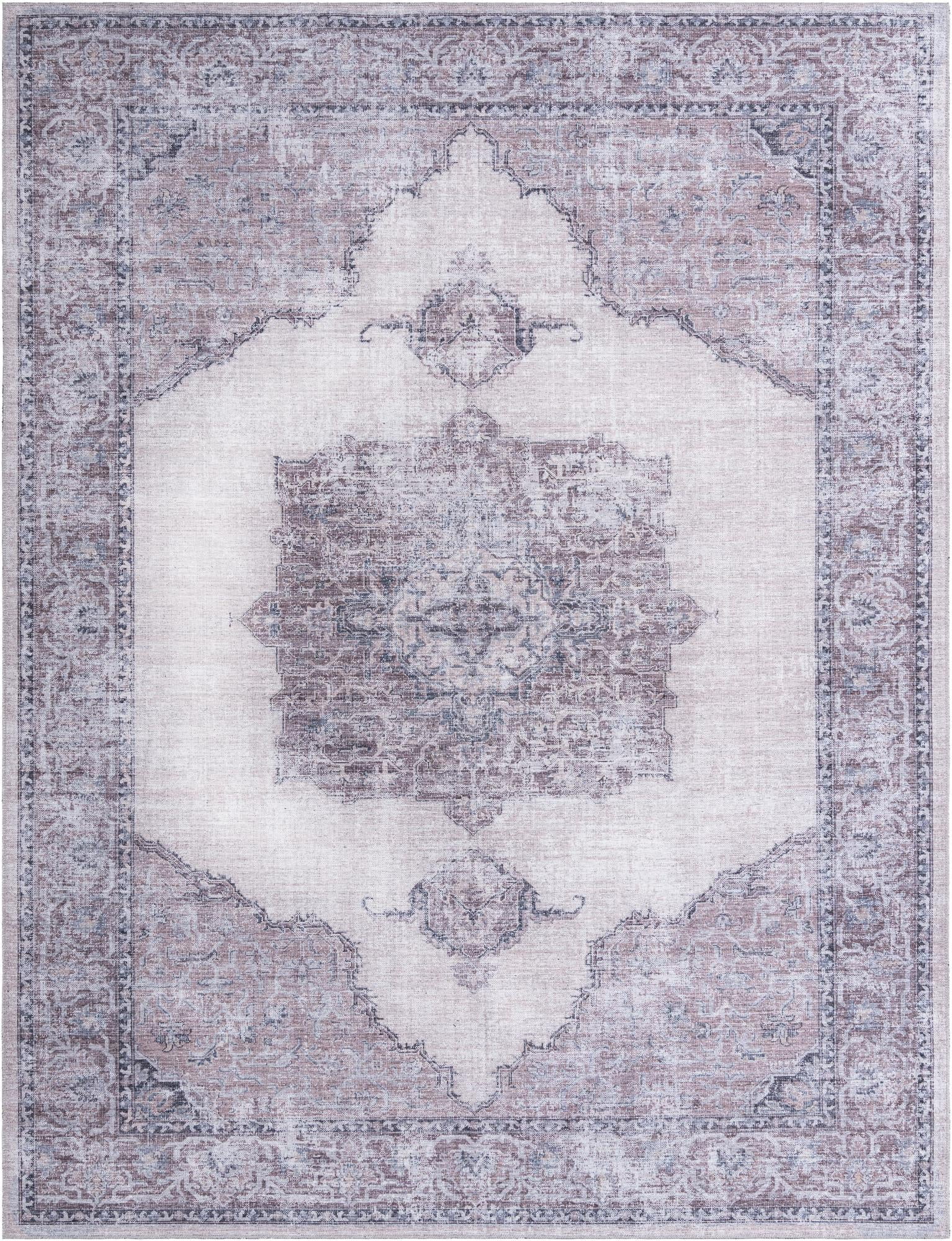 Rugs.com Mangata Collection Rug – 9' 2 x 12' Ivory And Gray Low Rug Perfect For Living Rooms, Large Dining Rooms, Open Floorplans