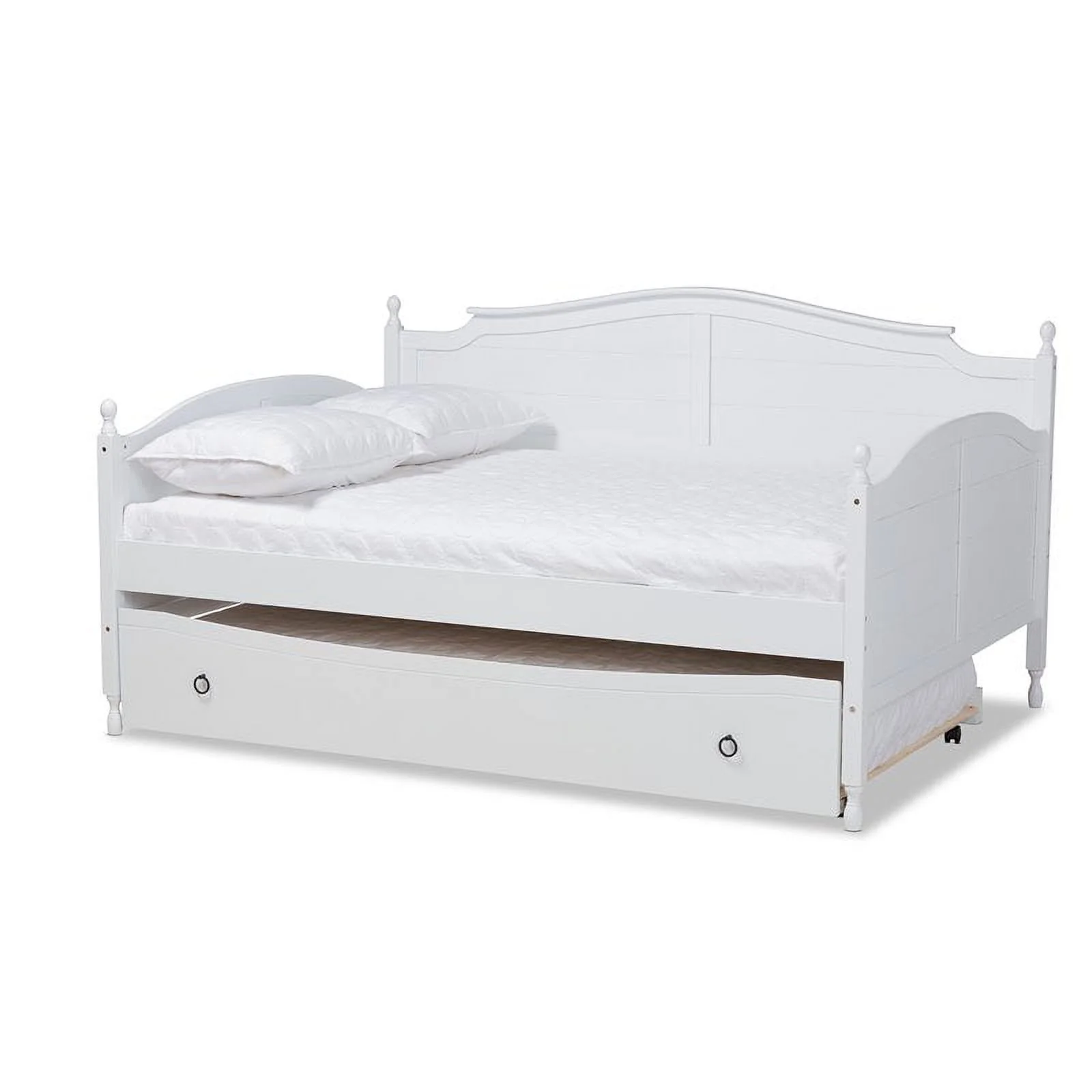 Bowery Hill White Finished Wood Full Size Daybed Trundle Bed