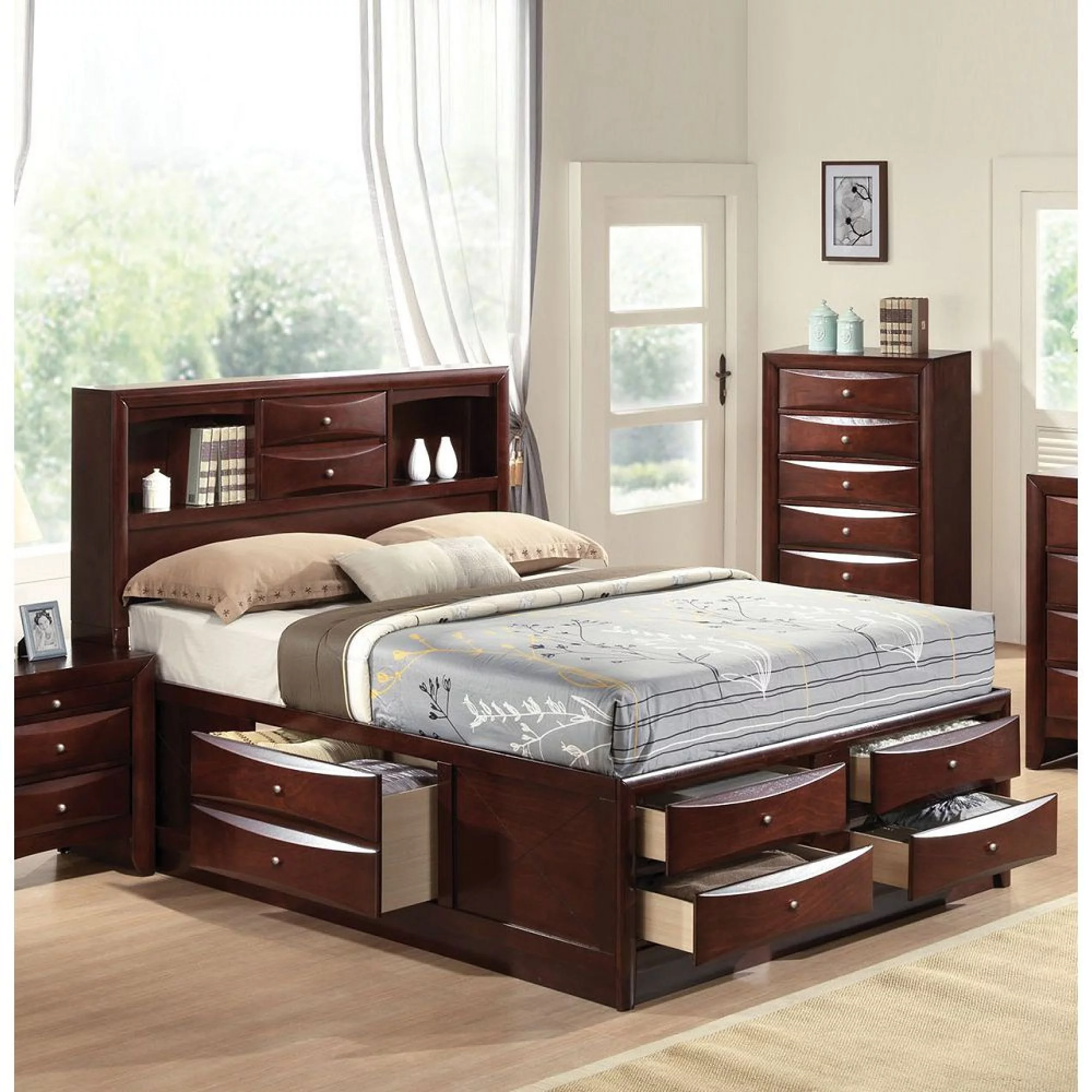 Transitional Style ACME Ireland Full Bed - Espresso with Storage
