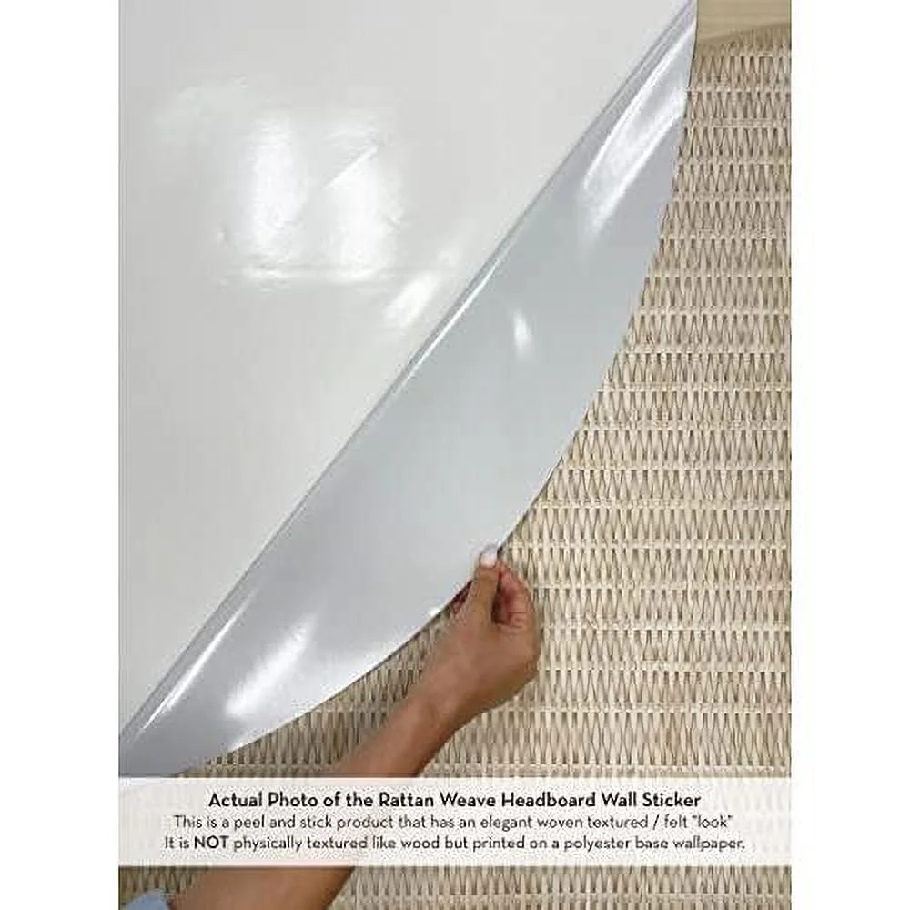 Rattan Weave Look Vinyl Peel And Stick Headboard Wall Sticker (Queen, Natural)