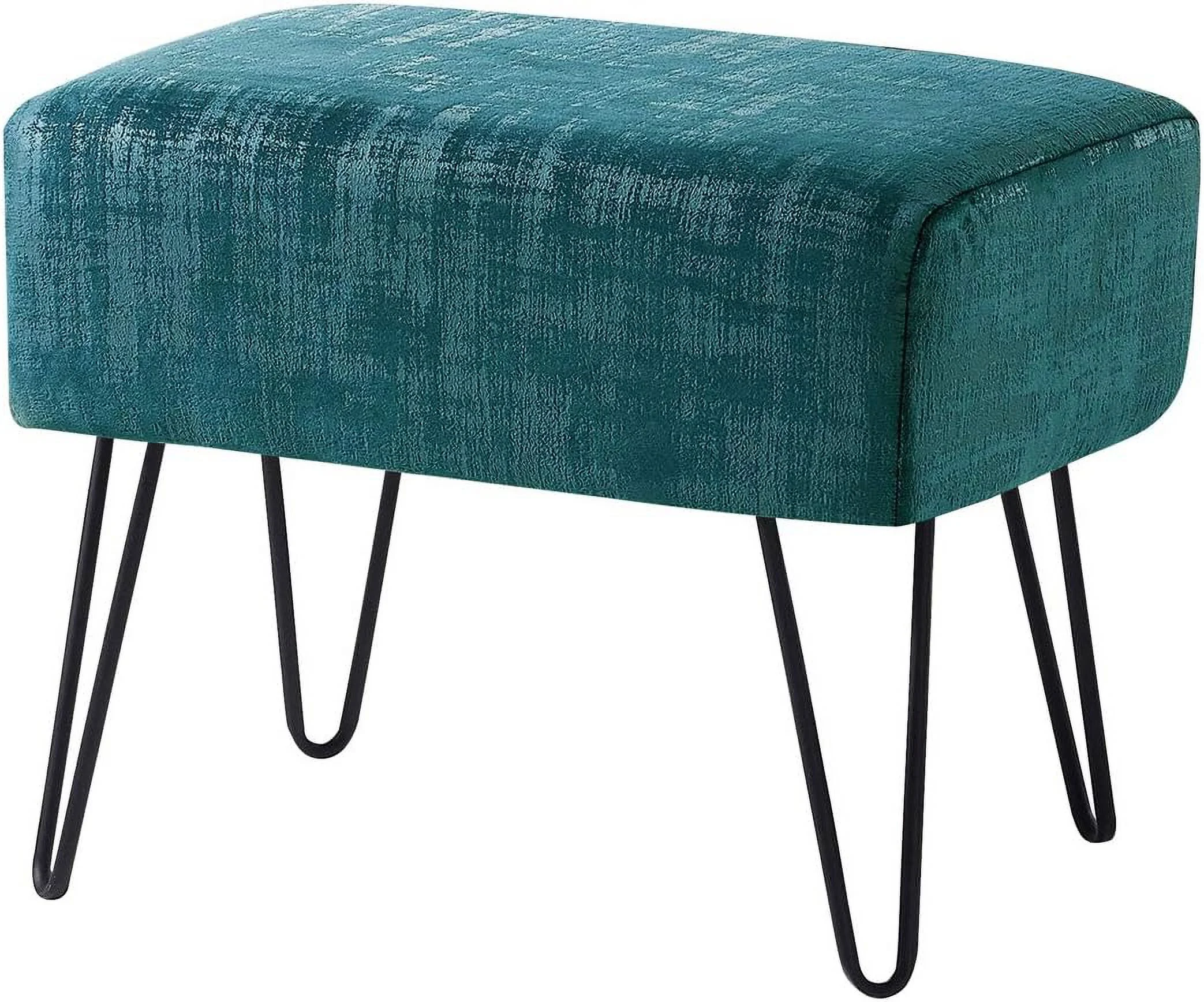Blue Textured Velvet Ottoman, 19