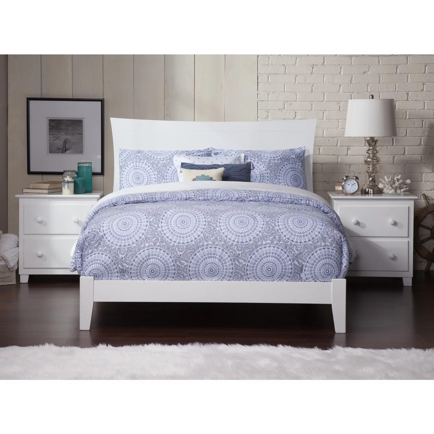 AFI Metro Full Wood Traditional Bed Frame with Panel Headboard, White