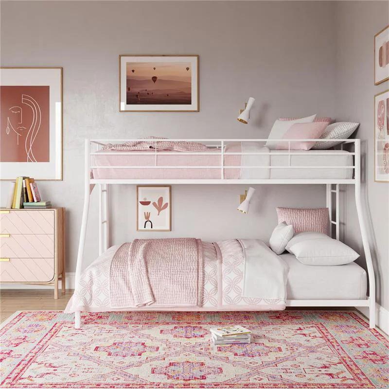 DHP Junior Small Space Twin/Full Bunk Bed for Kids in White