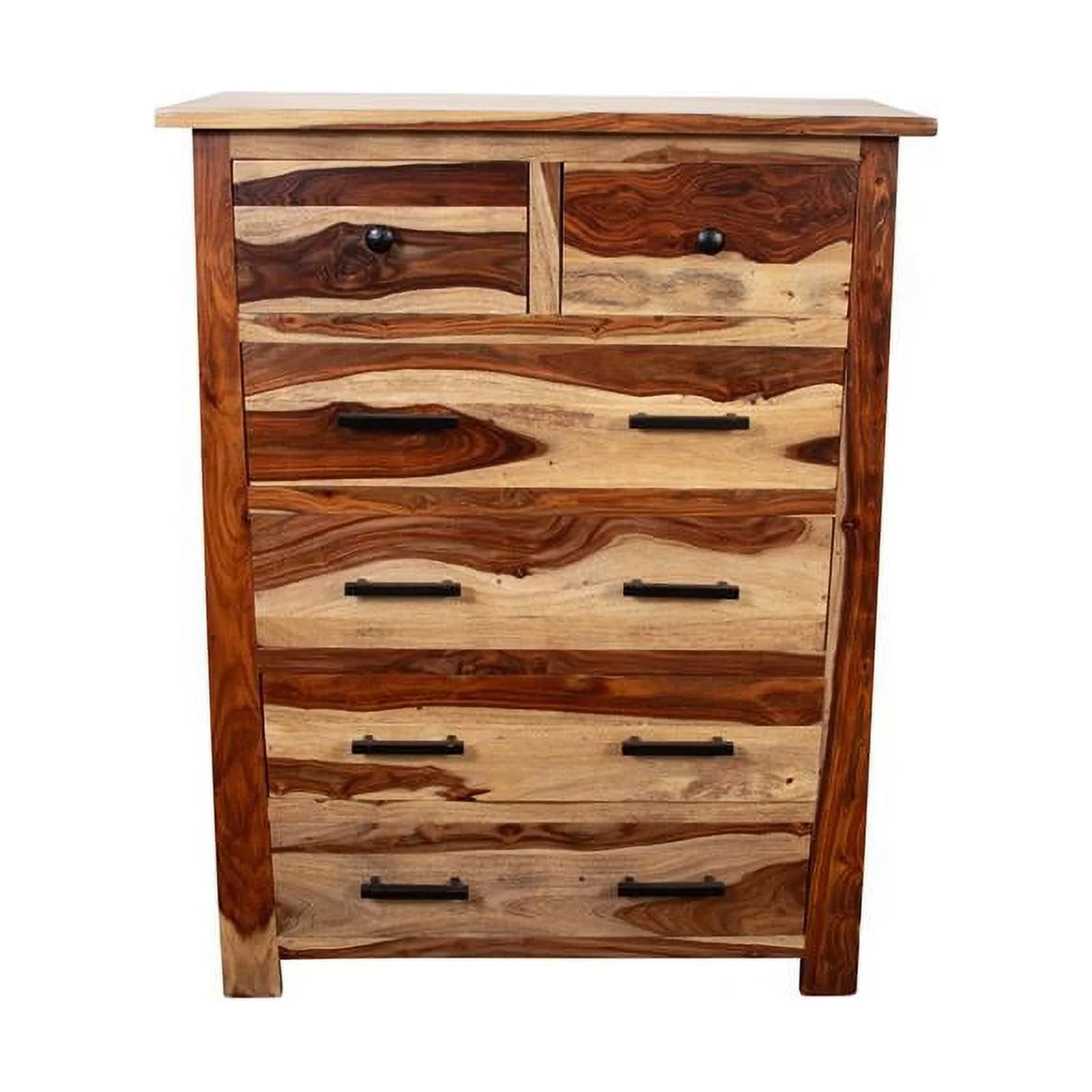 Hawthorne Collections Modern Solid Sheesham Wood 6 Drawer Chest in Brown