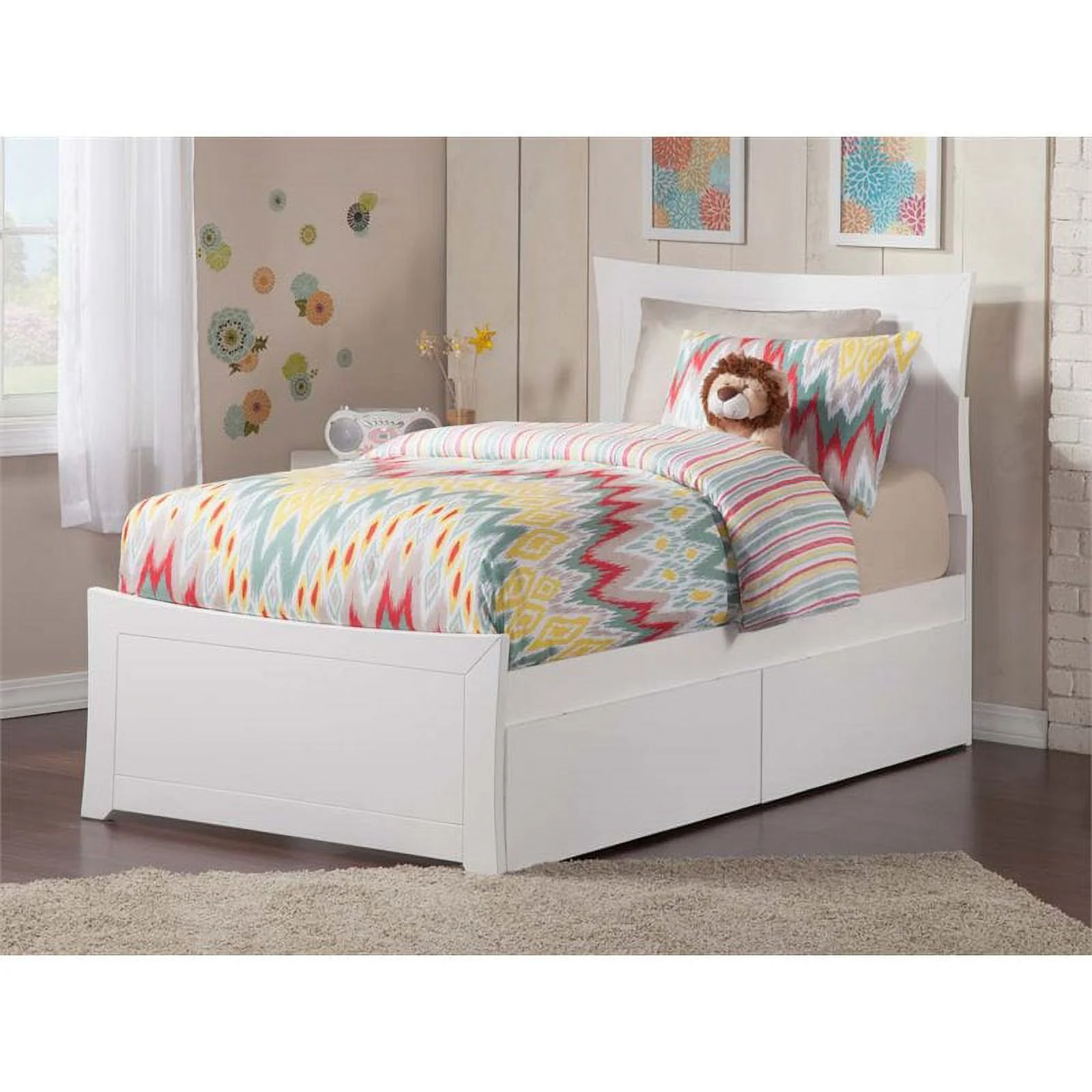 Leo & Lacey Urban Twin XL Storage Platform Bed in White