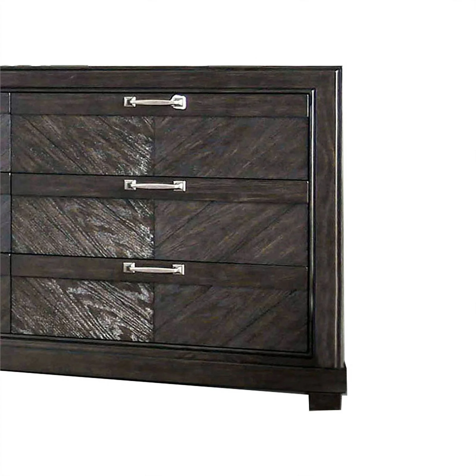 6 Drawer Transitional Style Wooden Dresser with Block Legs, Brown