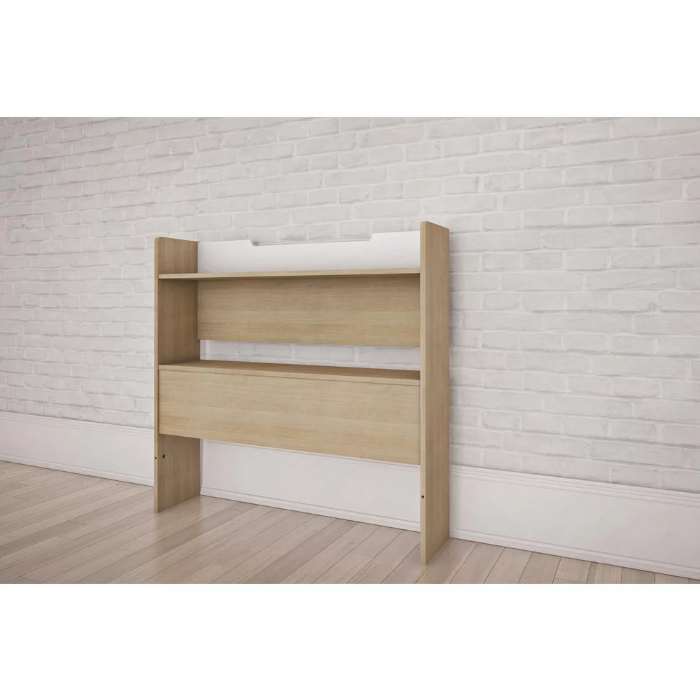 Nexera 346139 Twin Size Bookcase Headboard, White and Natural Maple