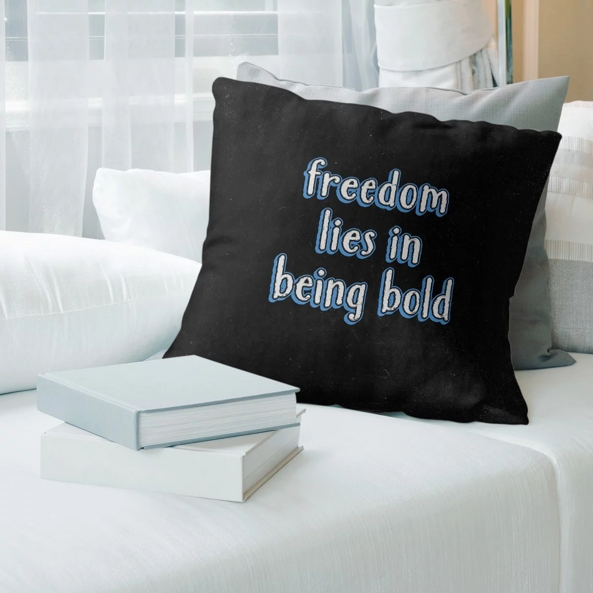 ArtVerse Quotes Be Bold Inspirational Quote Chalkboard Style Pillow-Faux Linen 16 x 16 Medium