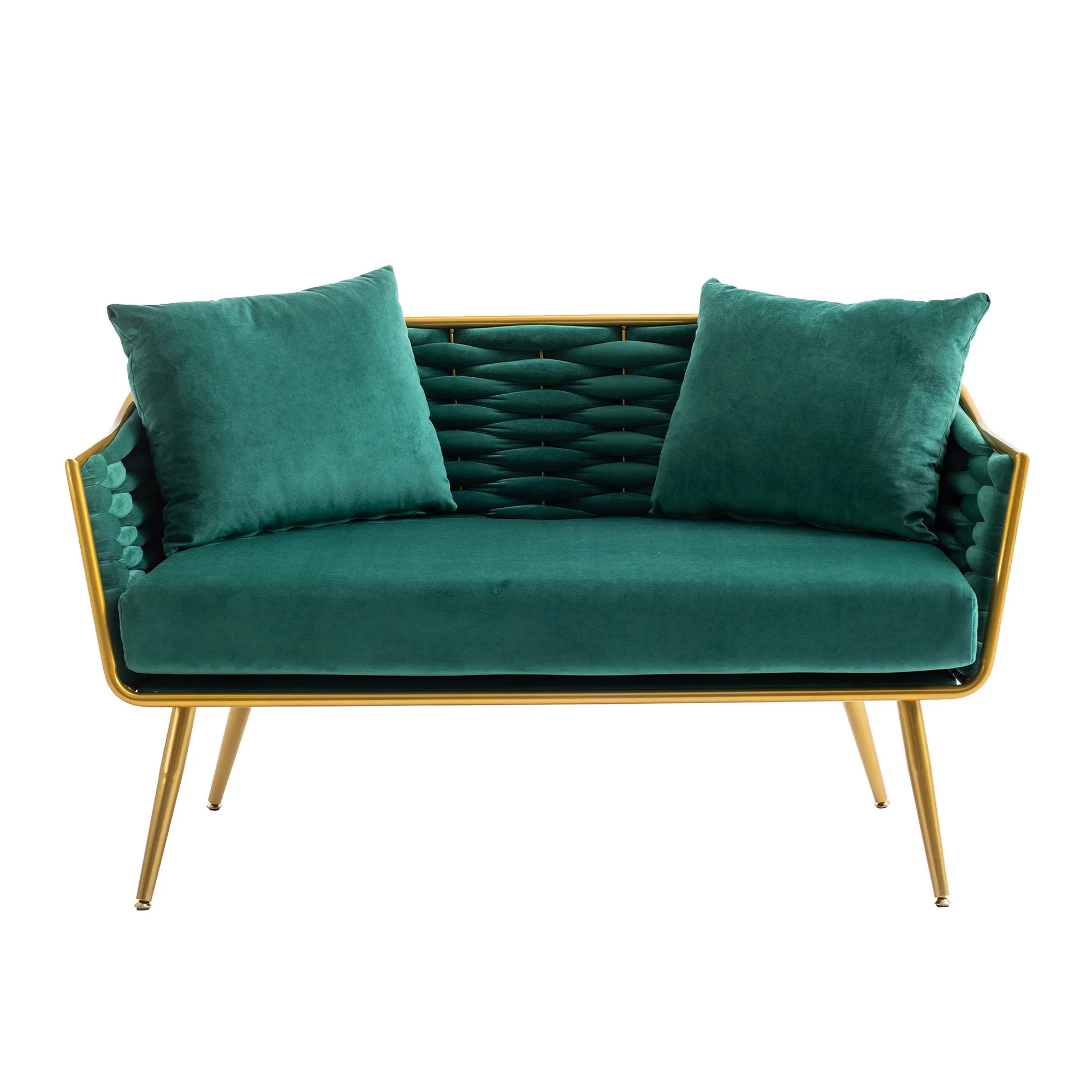 Velvet Accent Chair Modern Upholstered Armsofa Tufted Sofa with Metal Frame, Single Leisure sofa for Living Room Emerald