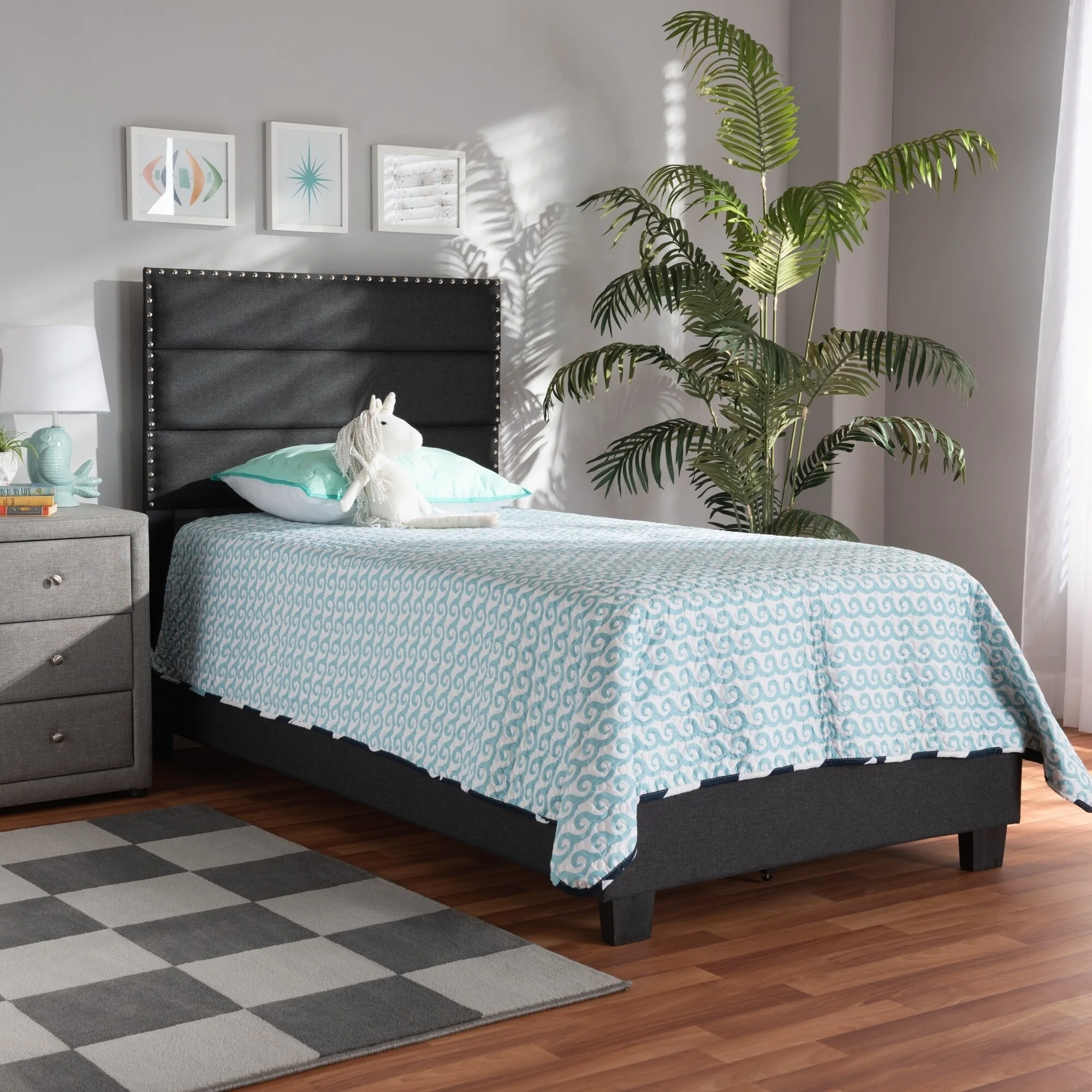 Baxton Studio Ansa Modern and Contemporary Fabric Upholstered Bed King