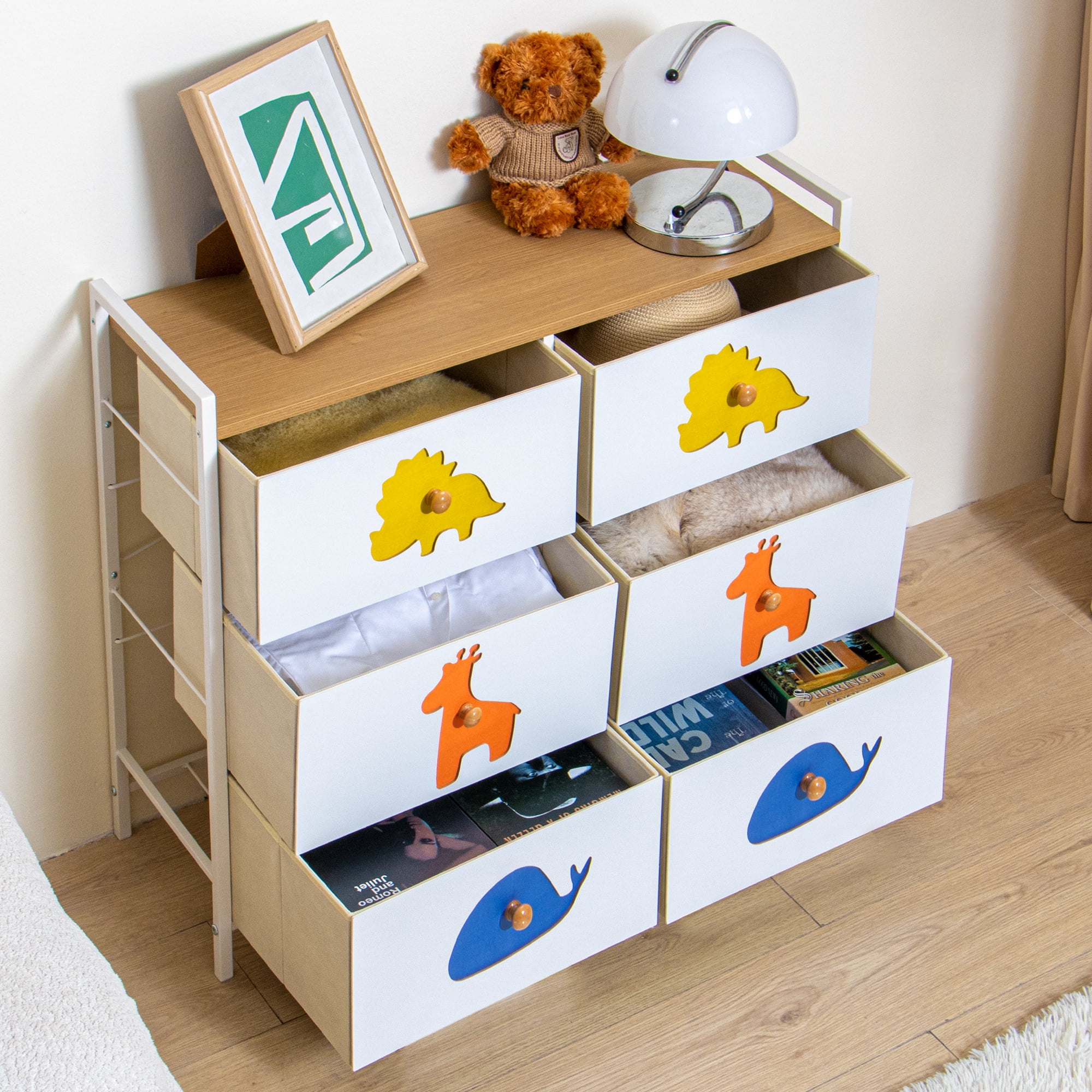 FRAPOW Dresser for Bedroom, Dresser with 6 Drawer Organizers, Fabric Storage Tower for Kids Adult