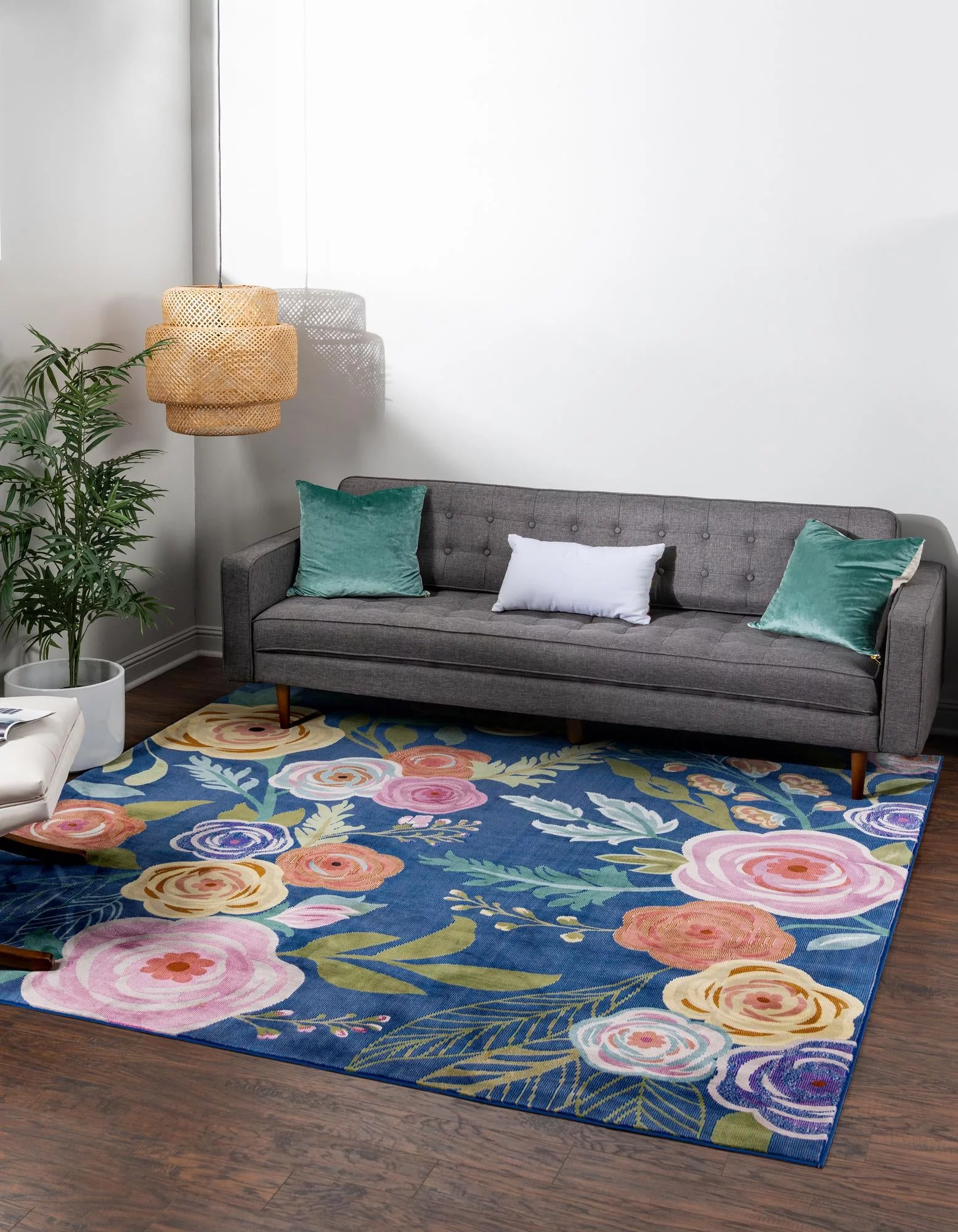 Unique Loom Ashley Blossom Rug Blue/Olive 7' 10