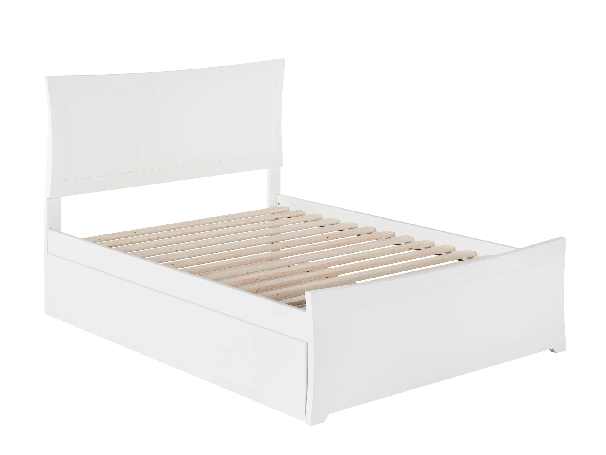 Metro Full Platform Bed with Matching Foot Board with Full Size Urban Trundle Bed in White