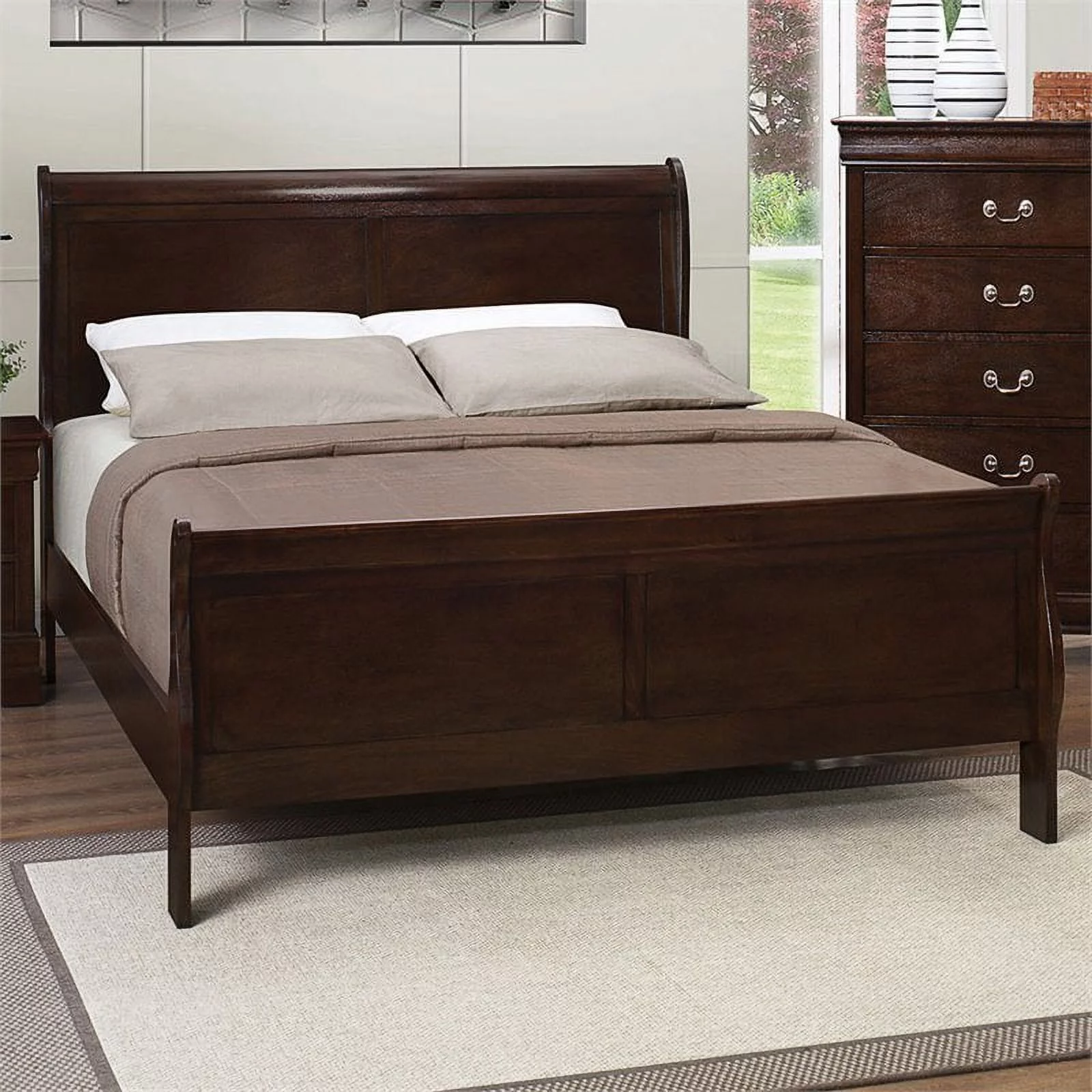 Bowery Hill Full Sleigh Panel Bed in Cappuccino