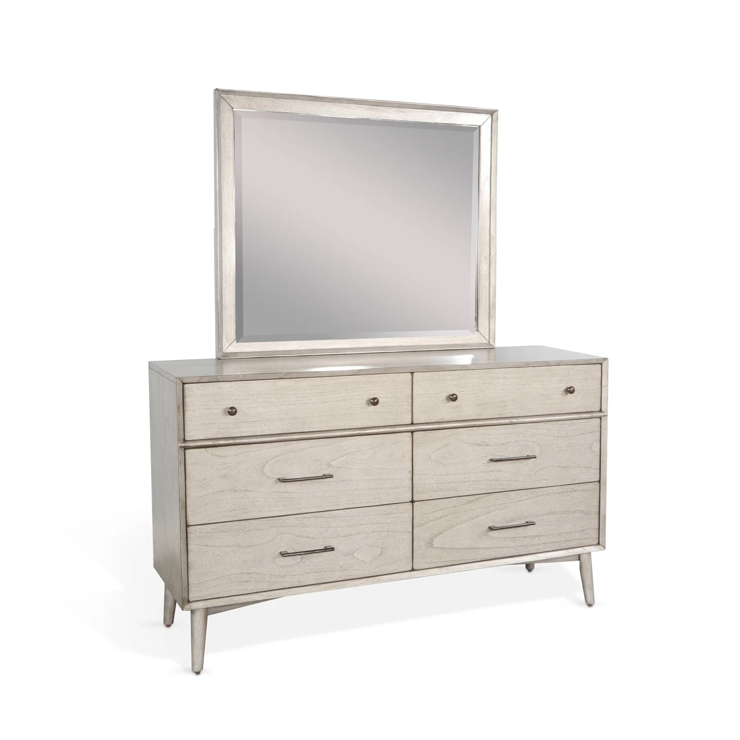 Sunny Designs American Modern 6-Drawer Mindi Wood Dresser in Modern Gray