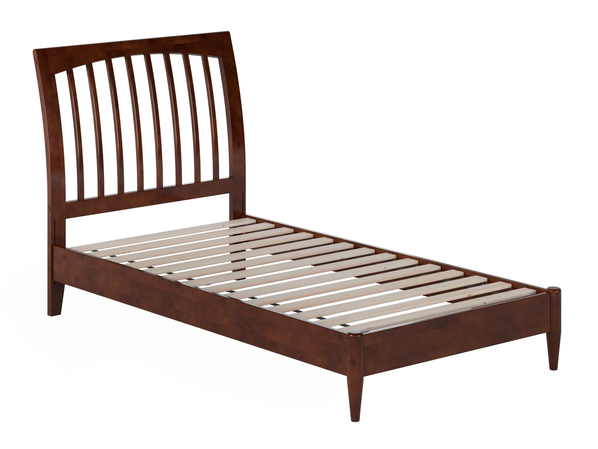 AFI Orleans Twin Solid Wood Low Profile Sleigh Platform Bed, Walnut
