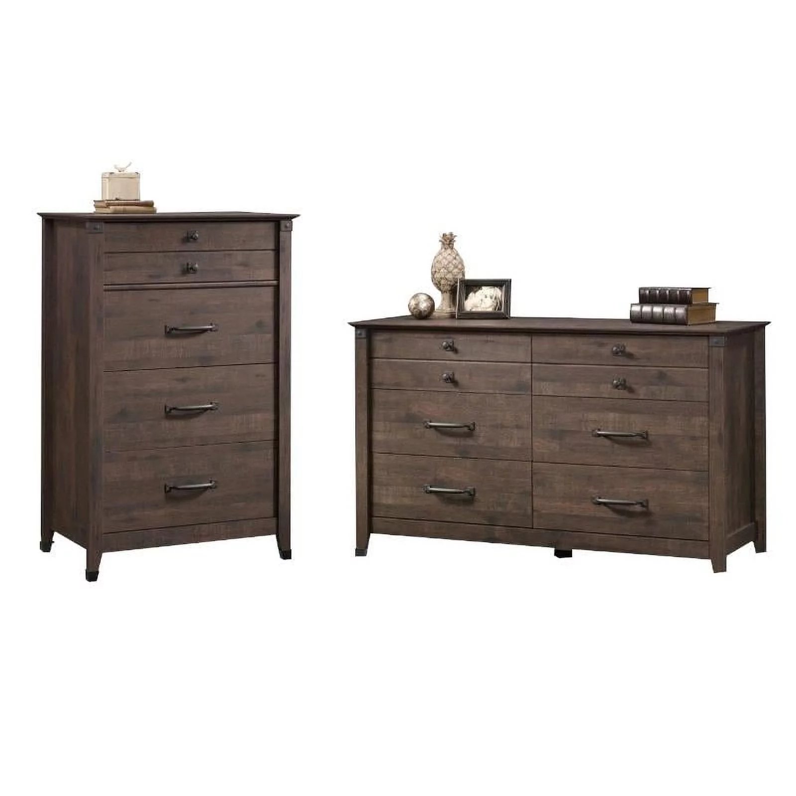 2 Piece Bedroom Set with Dresser and Chest in Coffee Oak