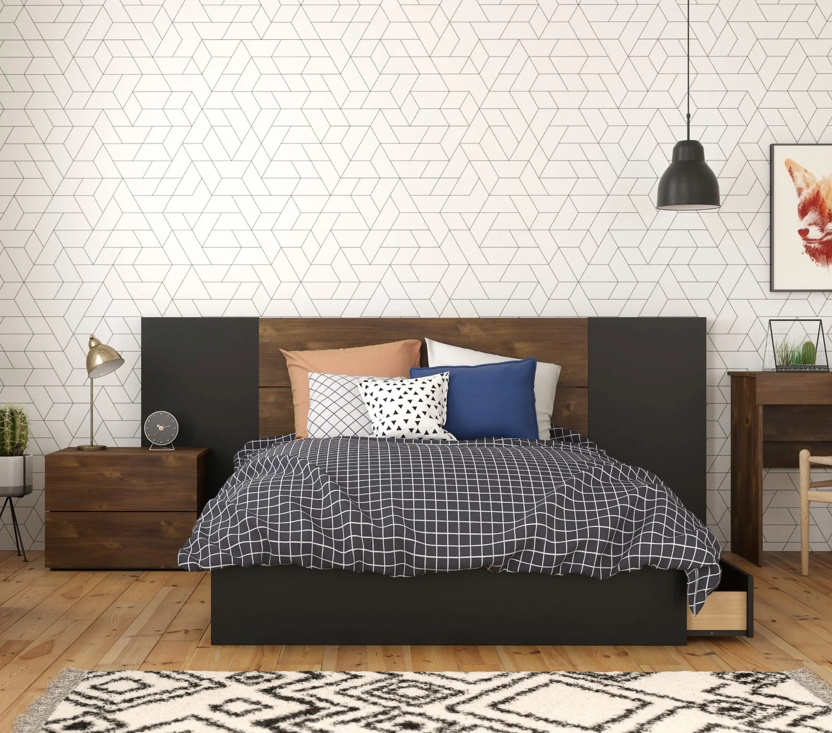 Nexera Bogota 4 Piece Full Size Bedroom Set, Truffle & Black