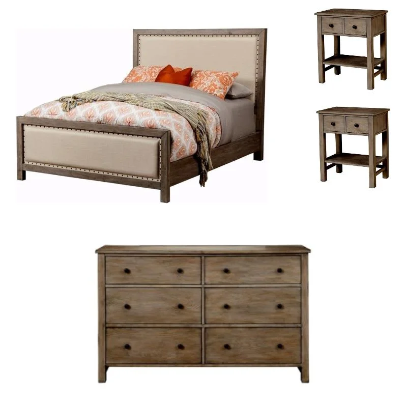 Home Square 4-Piece Set with Standard King Bed & Dresser & 2 Nightstands
