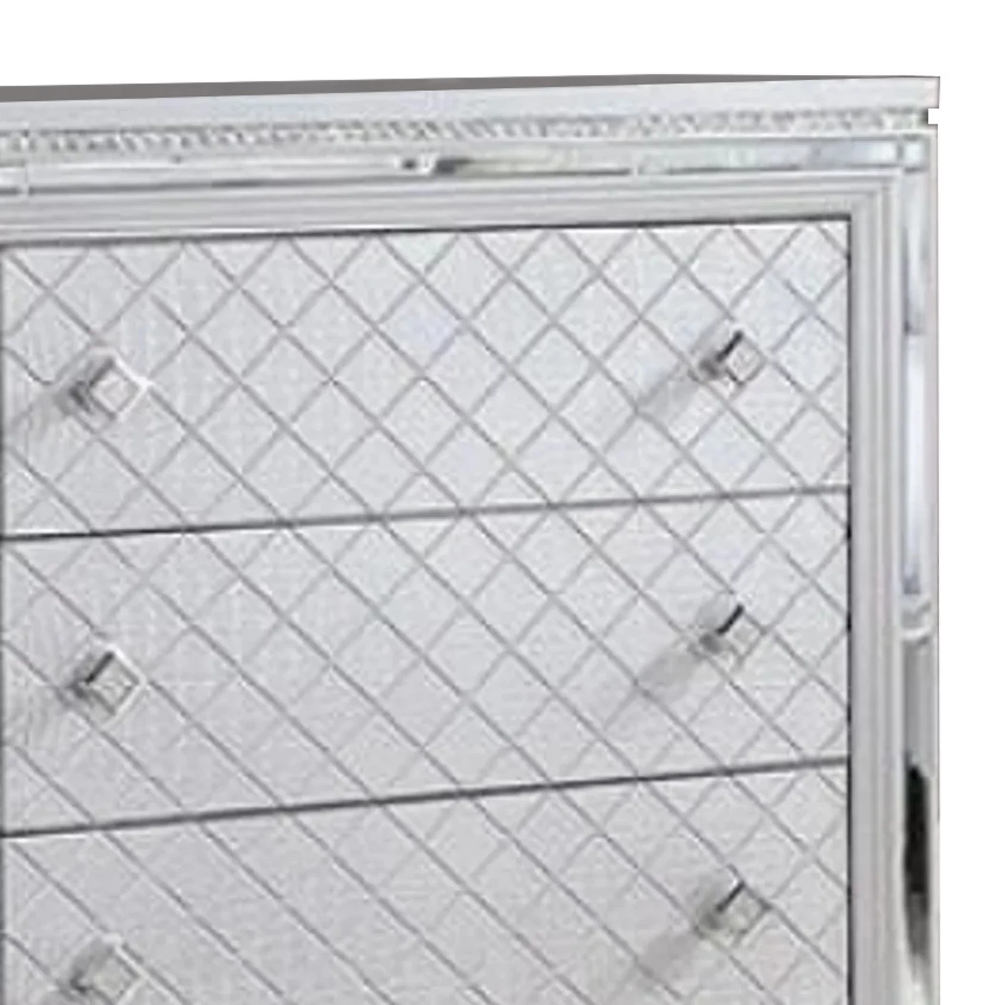 Benjara BM300500 62 in. Crossed Design & Blex Wide Dresser Chest with 6 Drawers, Silver