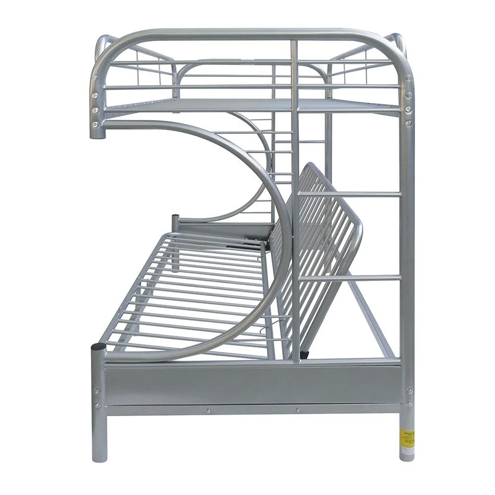 HomeRoots 403927 Silver Twin Extra Large Over Queen Futon Bunk Bed