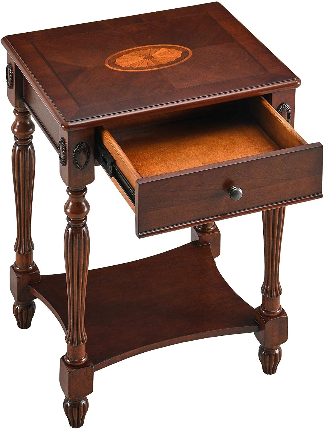 RUNFAYBIU Solid Wood End Tables Living Room Accent with Drawer and Tall Nightstands Bedside Tables for Bedroom 19.7"x 15.7"x 27.6" Cherry Walnut GBJ-1533-WD