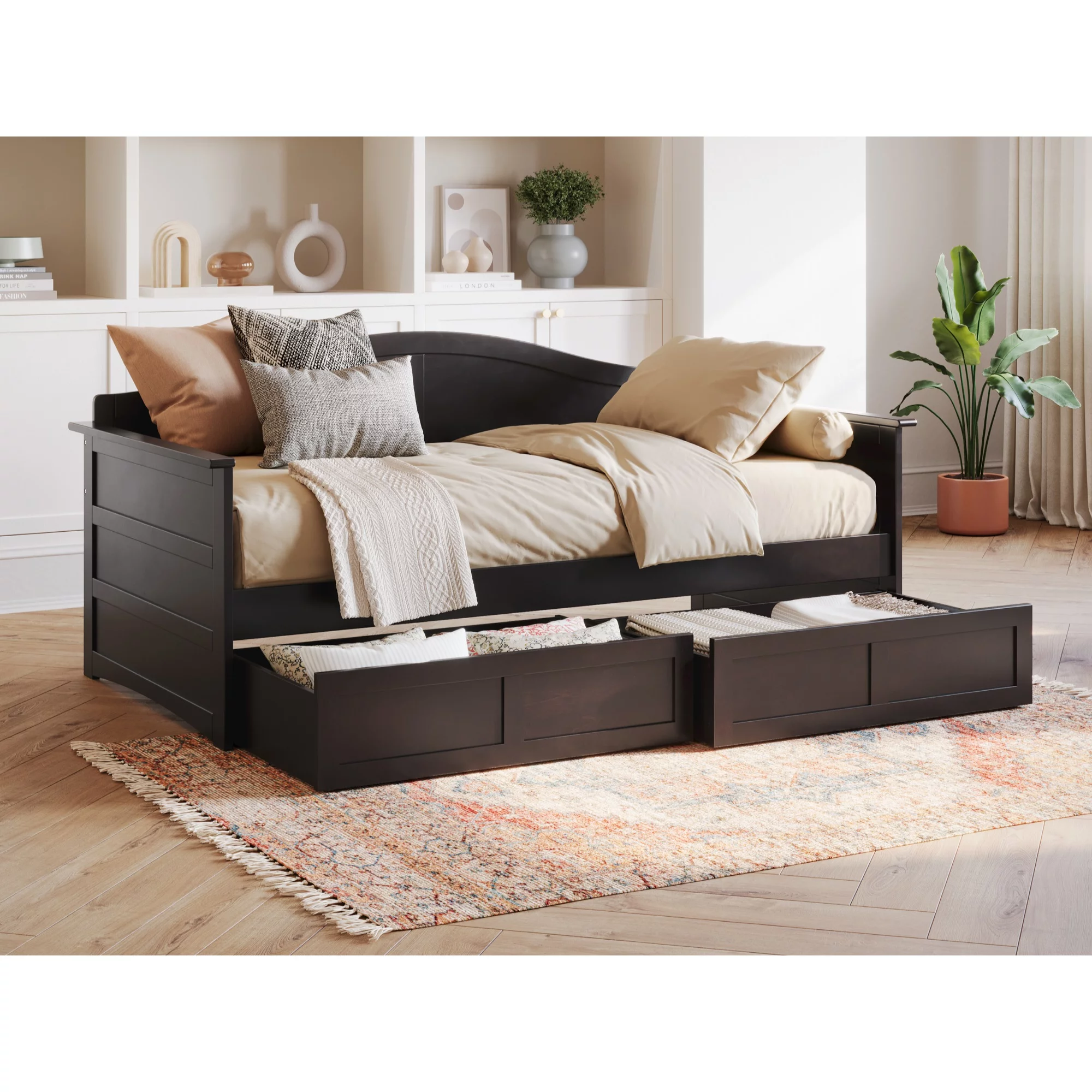 AFI Acadia Twin Wood Daybed with Set of 2 Drawers in Espresso