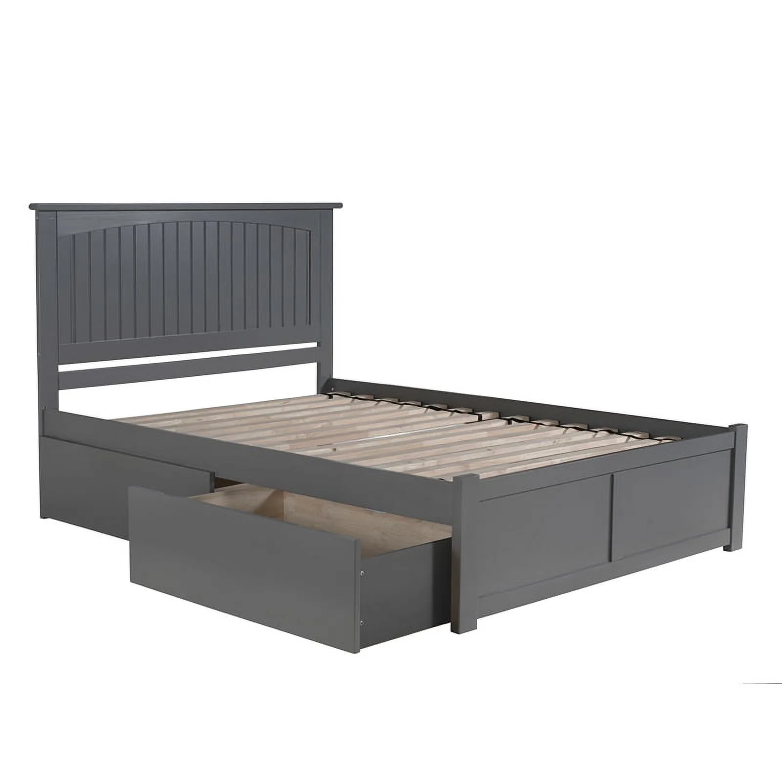 Bowery Hill Traditional Solid Wood Storage Platform Queen Bed in Gray