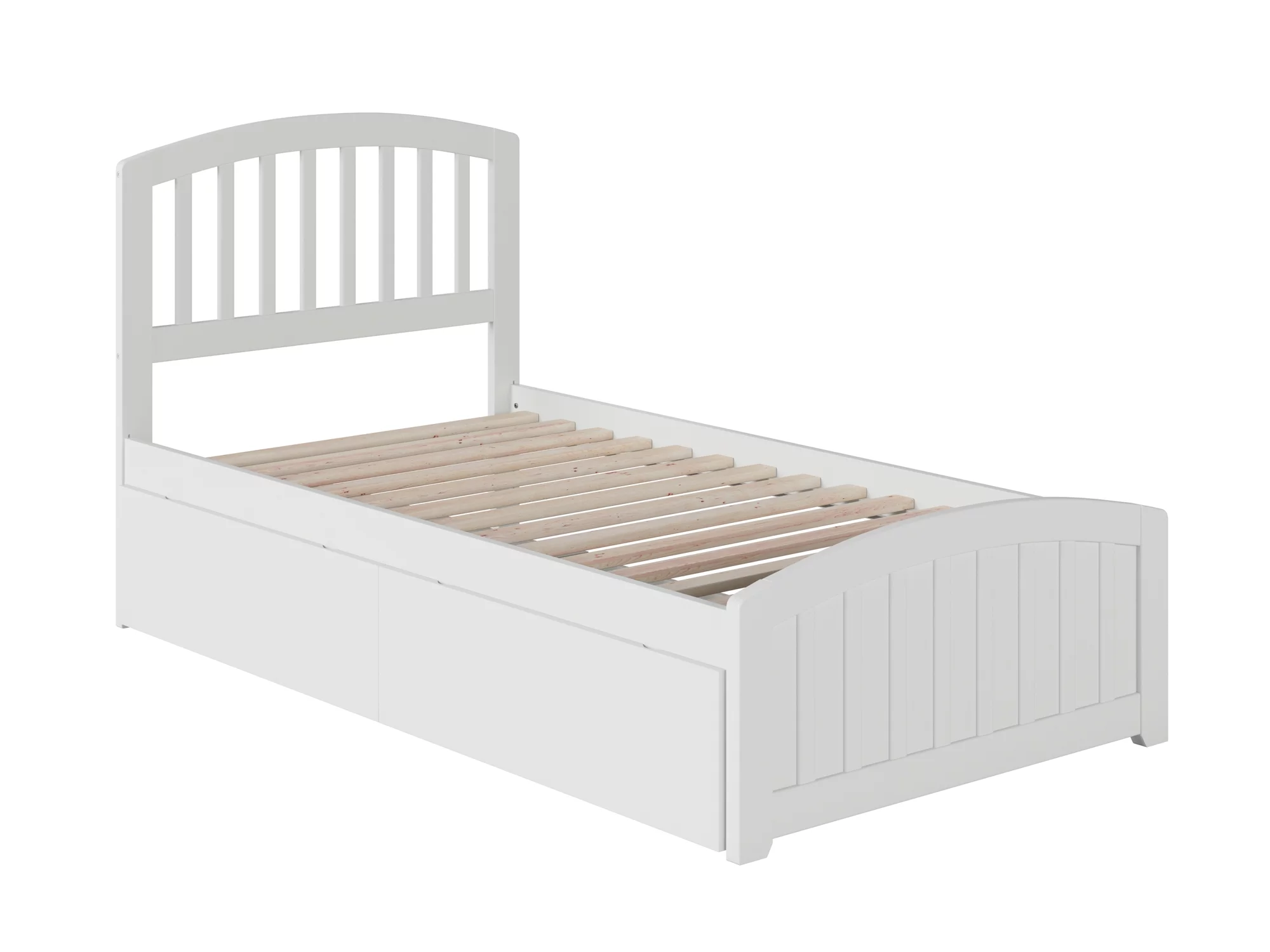 Richmond Twin Platform Bed with Matching Foot Board with 2 Urban Bed Drawers in White