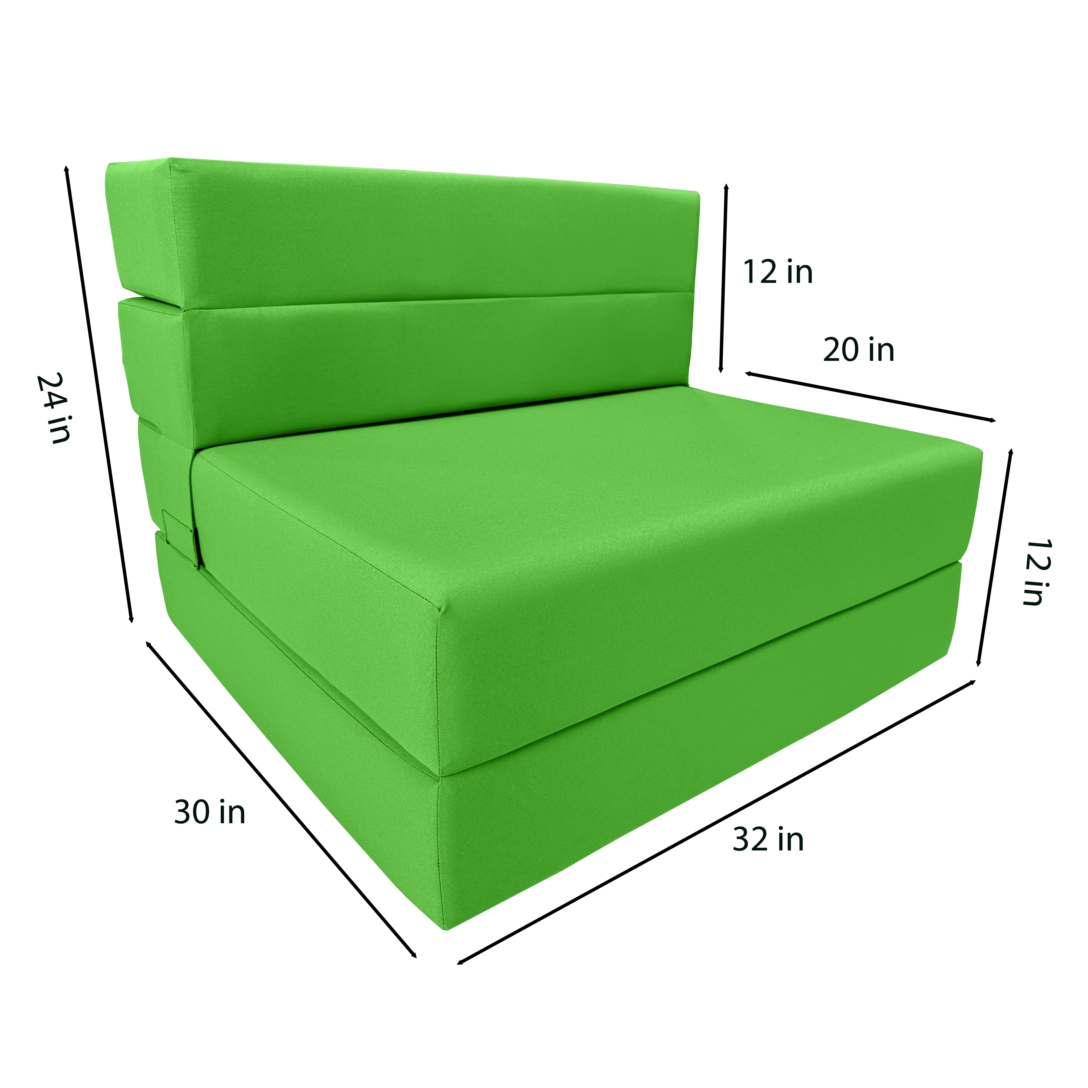 Lounger Folding Foam Mattresses, Portable Convertible Sofa Beds, Sleeper Flip Chairs, Lime 80 x 32 x 6