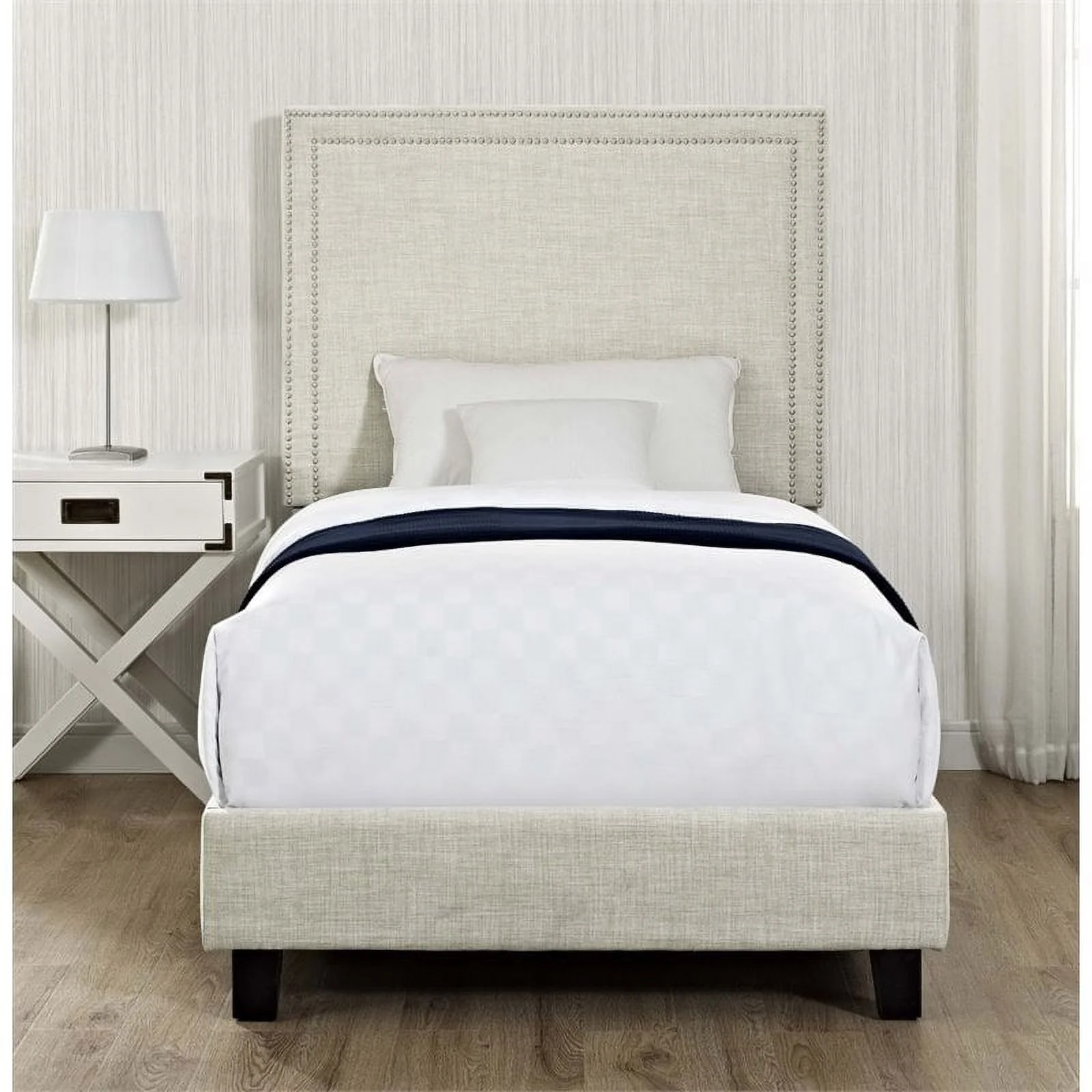 Bowery Hill Upholstered Twin Panel Bed in Natural