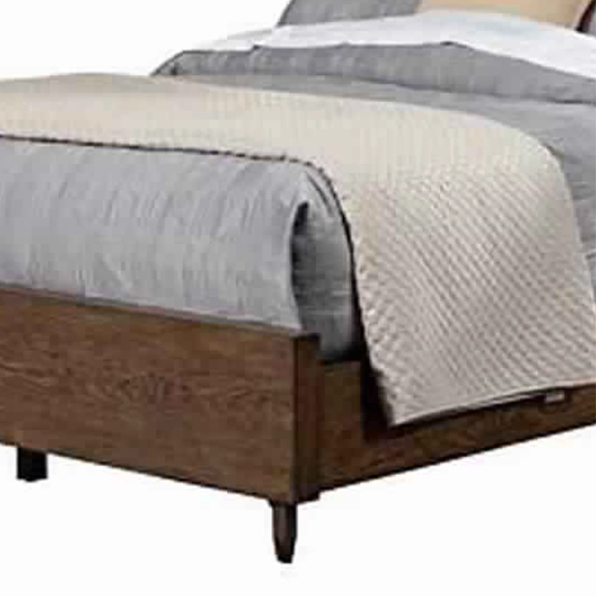 Queen Panel Bed with Textured Resin Headboard and Metal Legs, Brown