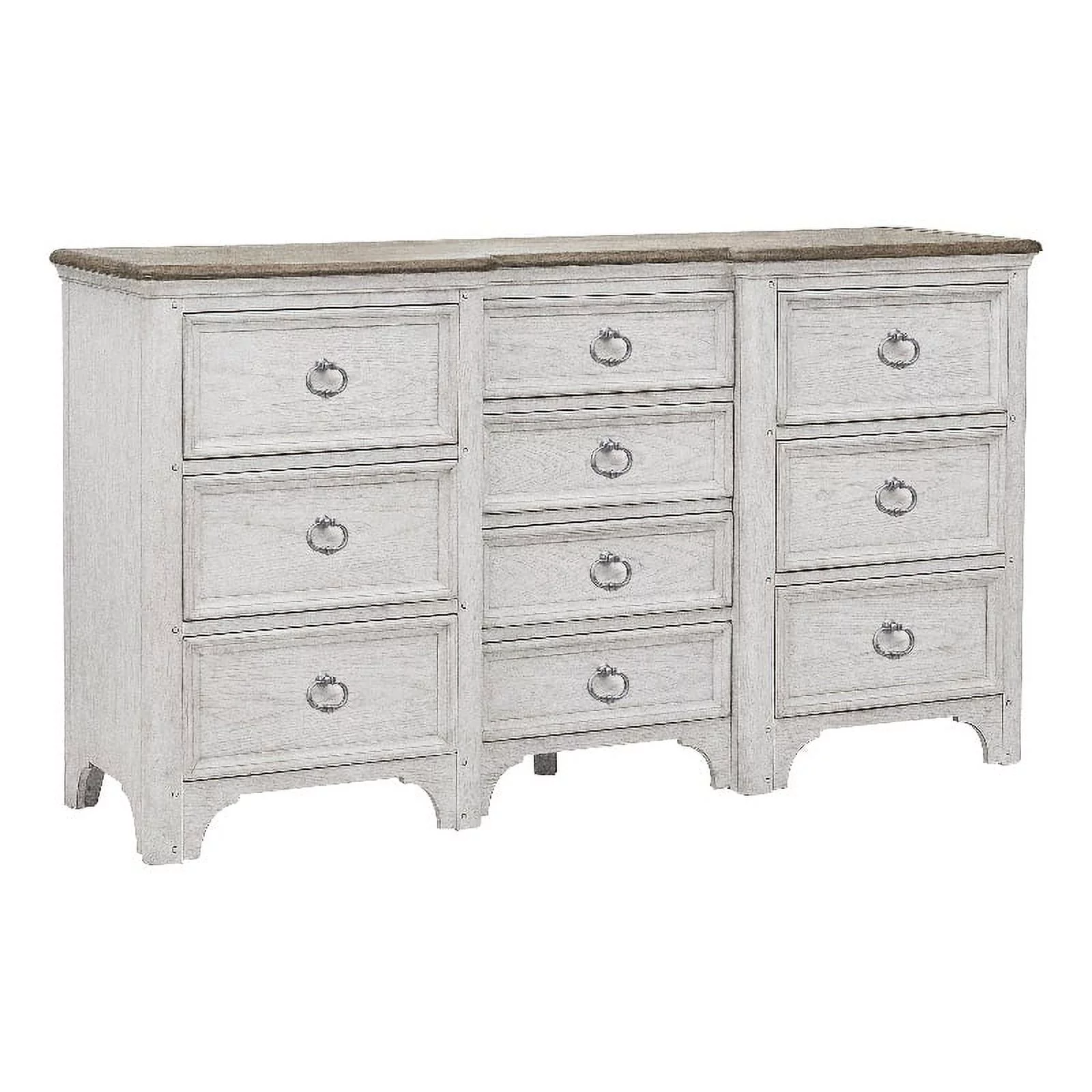 Glendale Estates 10 Drawer Wood Dresser in White Finish by Pulaski Furniture
