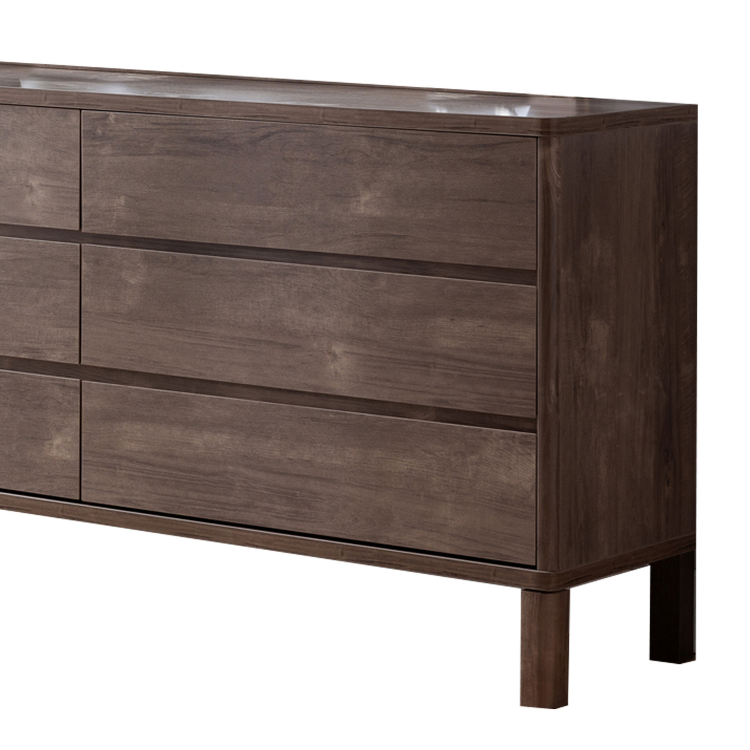 Benzara Wooden Frame Dresser with 6 Drawers and Straight Legs, Hazelnut Brown