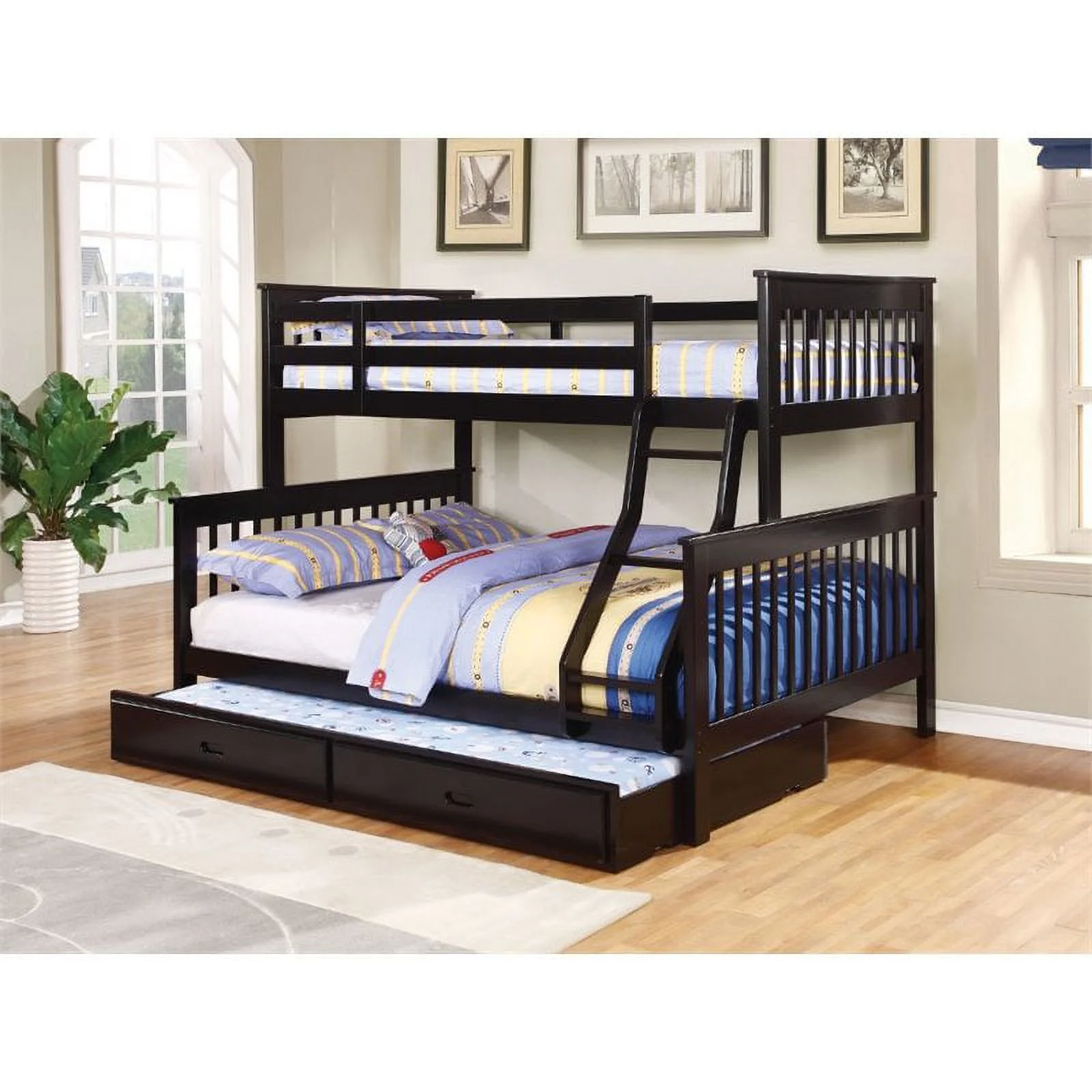 Stonecroft Furniture Cabrillo Twin Over Full Bunk Bed in Black