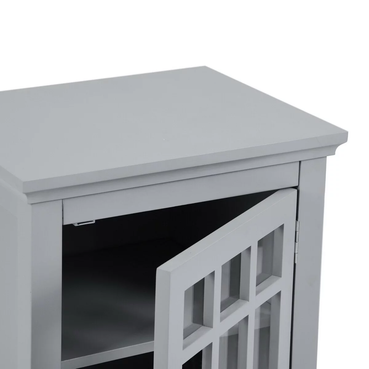 Modern Style Metal Framed Small Bedside Table/Bedside Table with Open Storage Room, Suitable for Bedrooms and Living Rooms Grey
