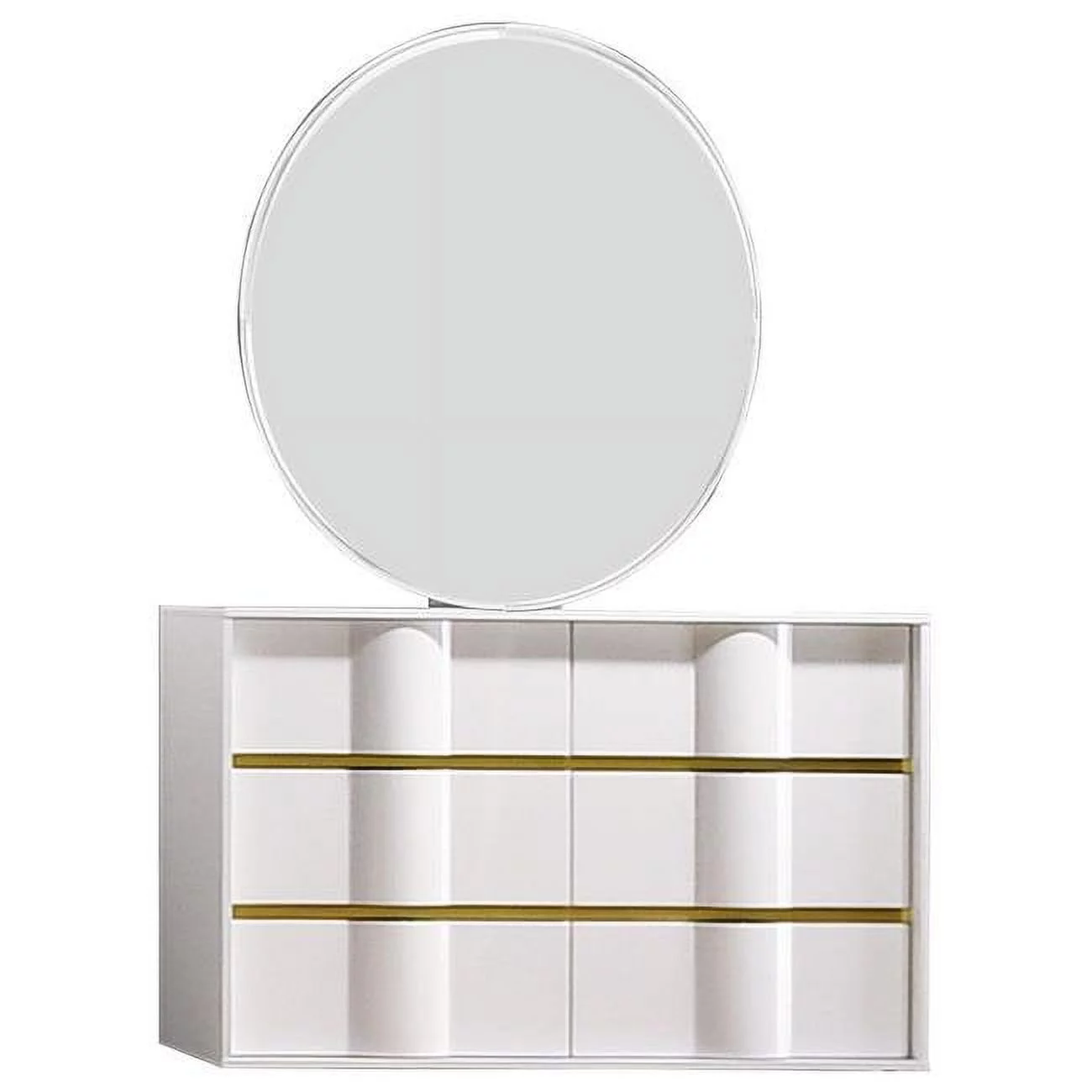 Best Master Havana 2-Piece Poplar Wood Dresser and Mirror Set in White/Gold Trim