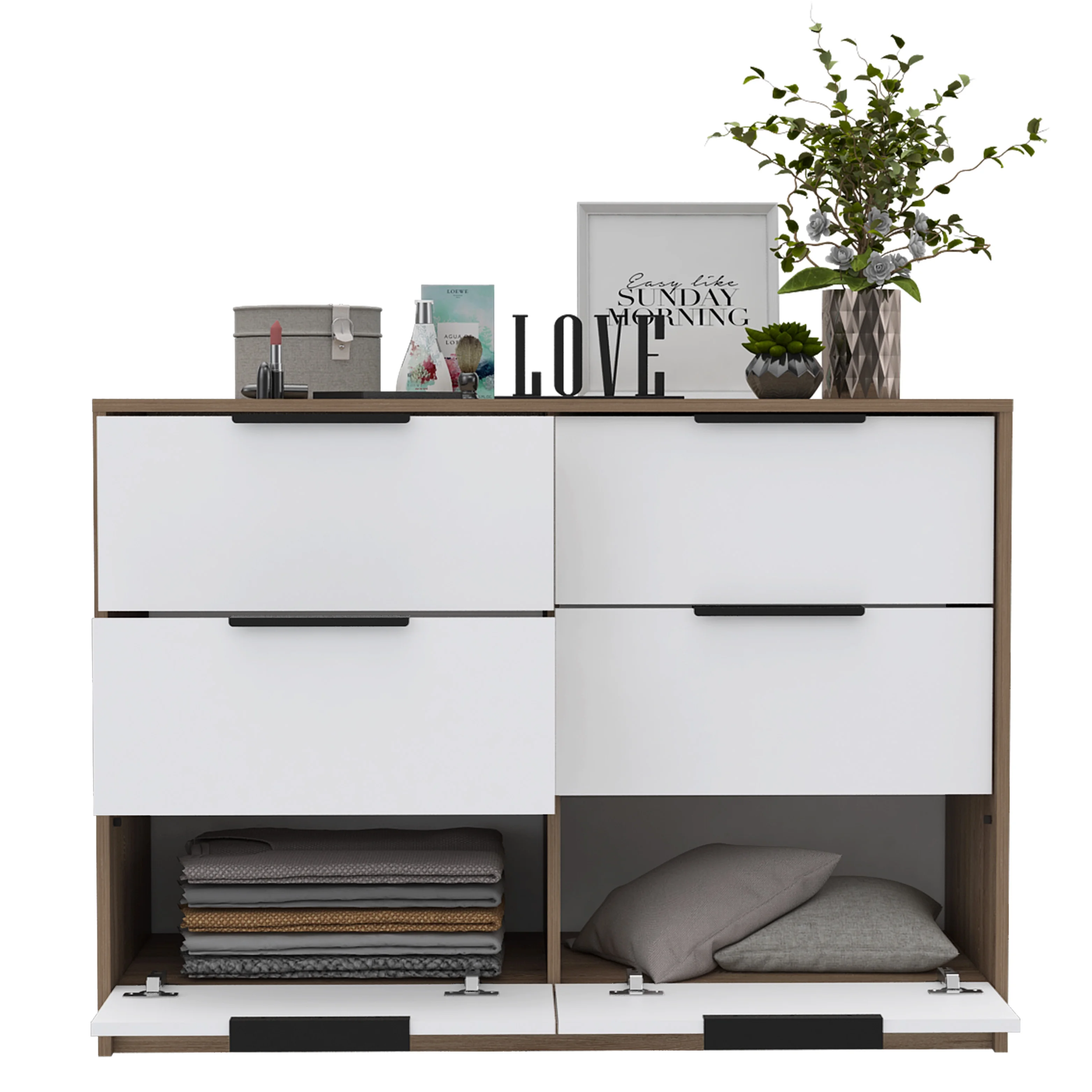 CoSoTower 4 Drawer Double Dresser Maryland, Bedroom, Pine / White
