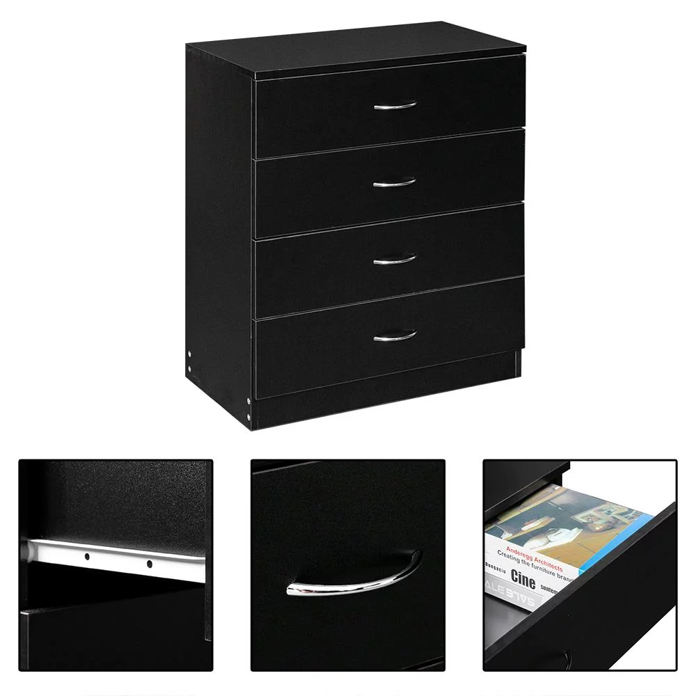 SamyoHome 4 Drawers Dresser Chest Cabinet Bedroom Night Stand Organizer, Black