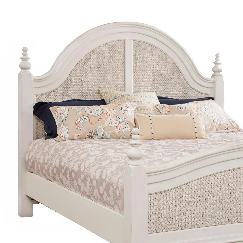 American Woodcrafters Rodanthe Dove White Queen Woven Wood Frame Panel Bed