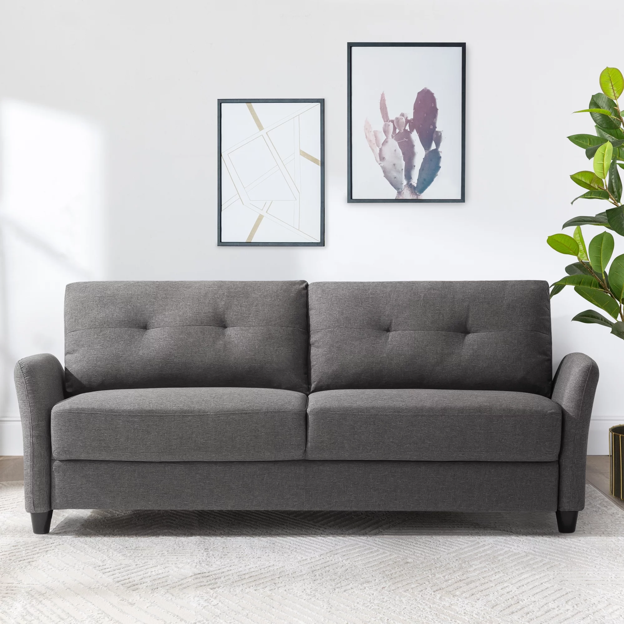 Zinus Ricardo Sofa Couch, Dark Grey Polyester