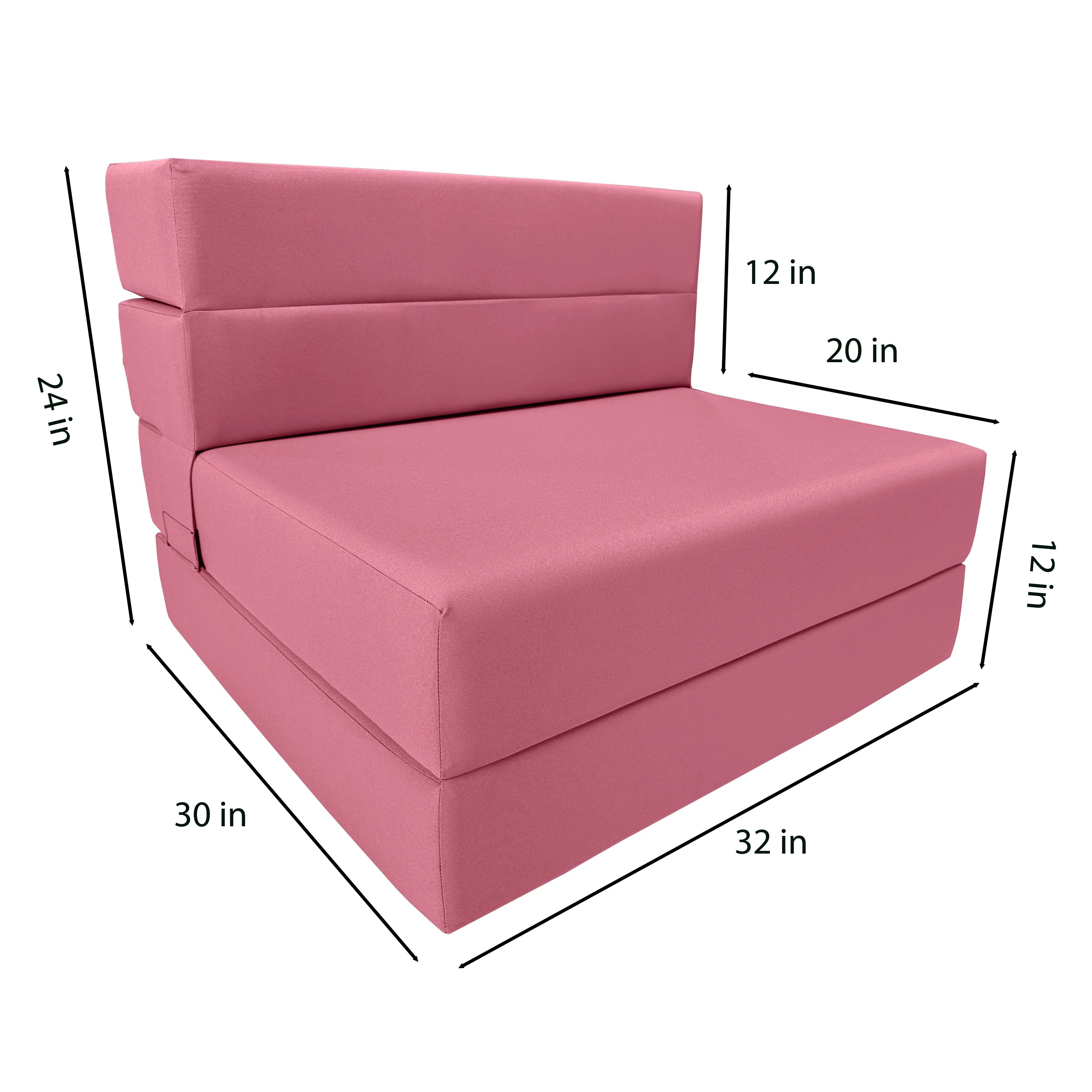 Lounger Folding Foam Mattresses, Portable Convertible Sofa Beds, Sleeper Flip Chairs, Pink 80 x 32 x 6