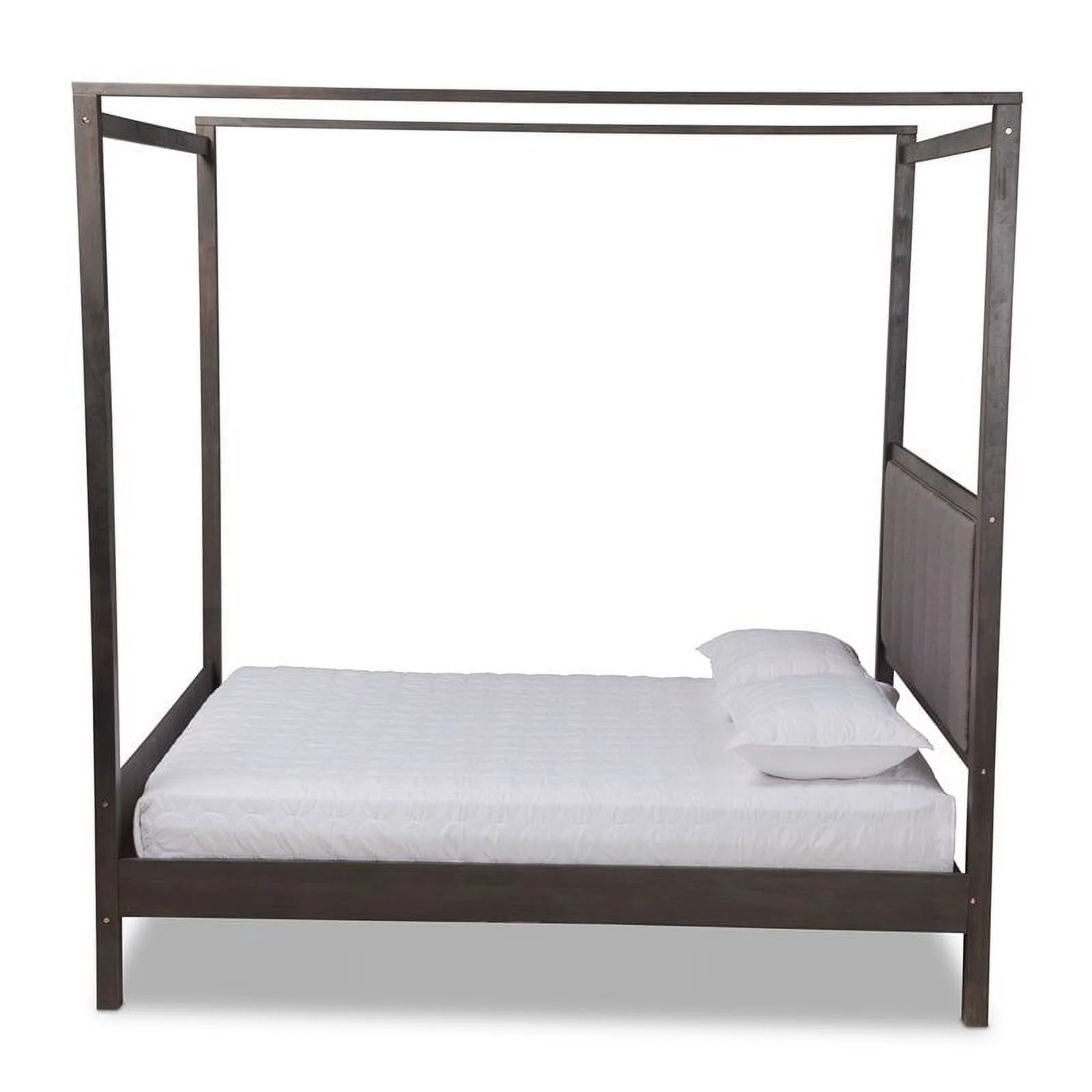 Bowery Hill Gray and Oak Finished Wood Queen Platform Canopy Bed